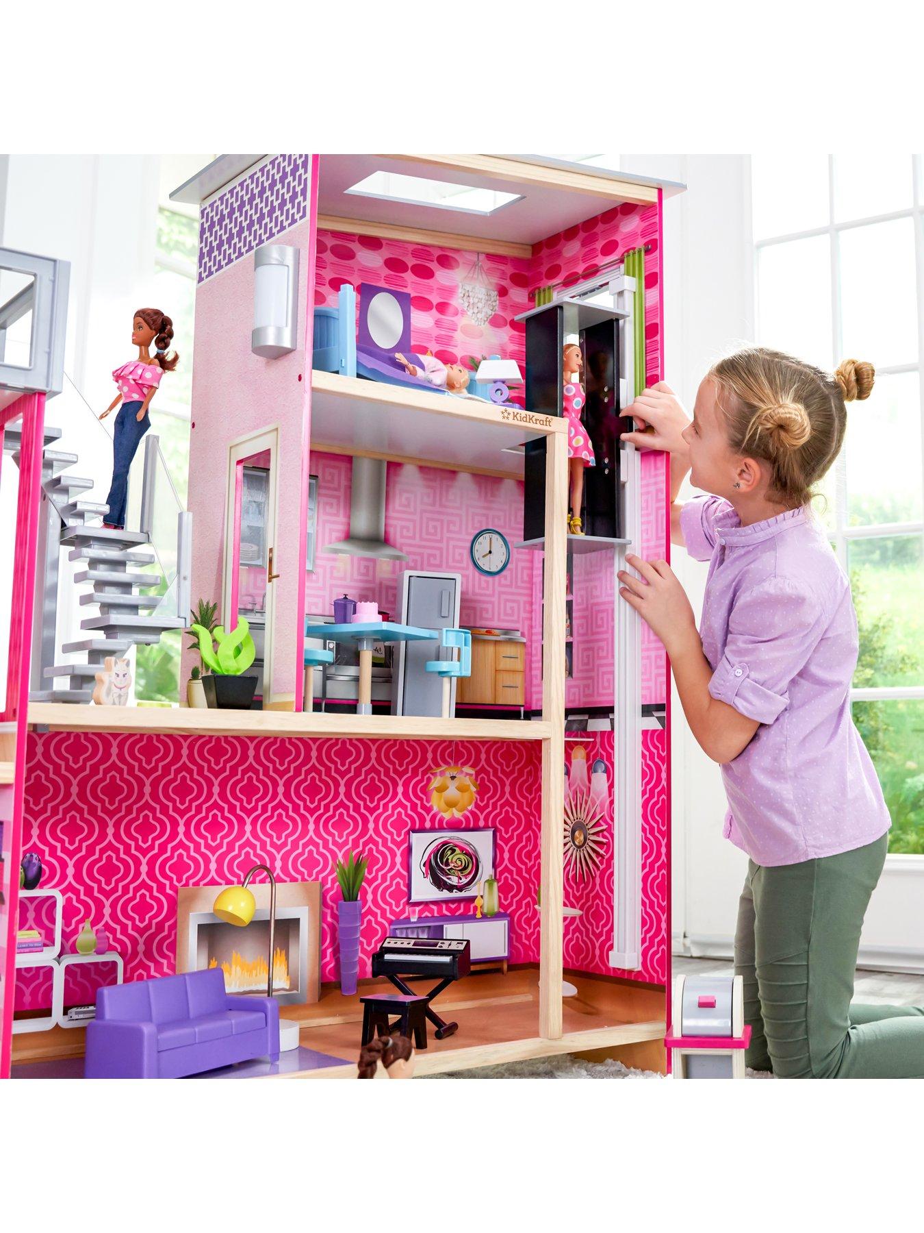 Kidkraft uptown wooden dollhouse deals with 35 pieces of furniture