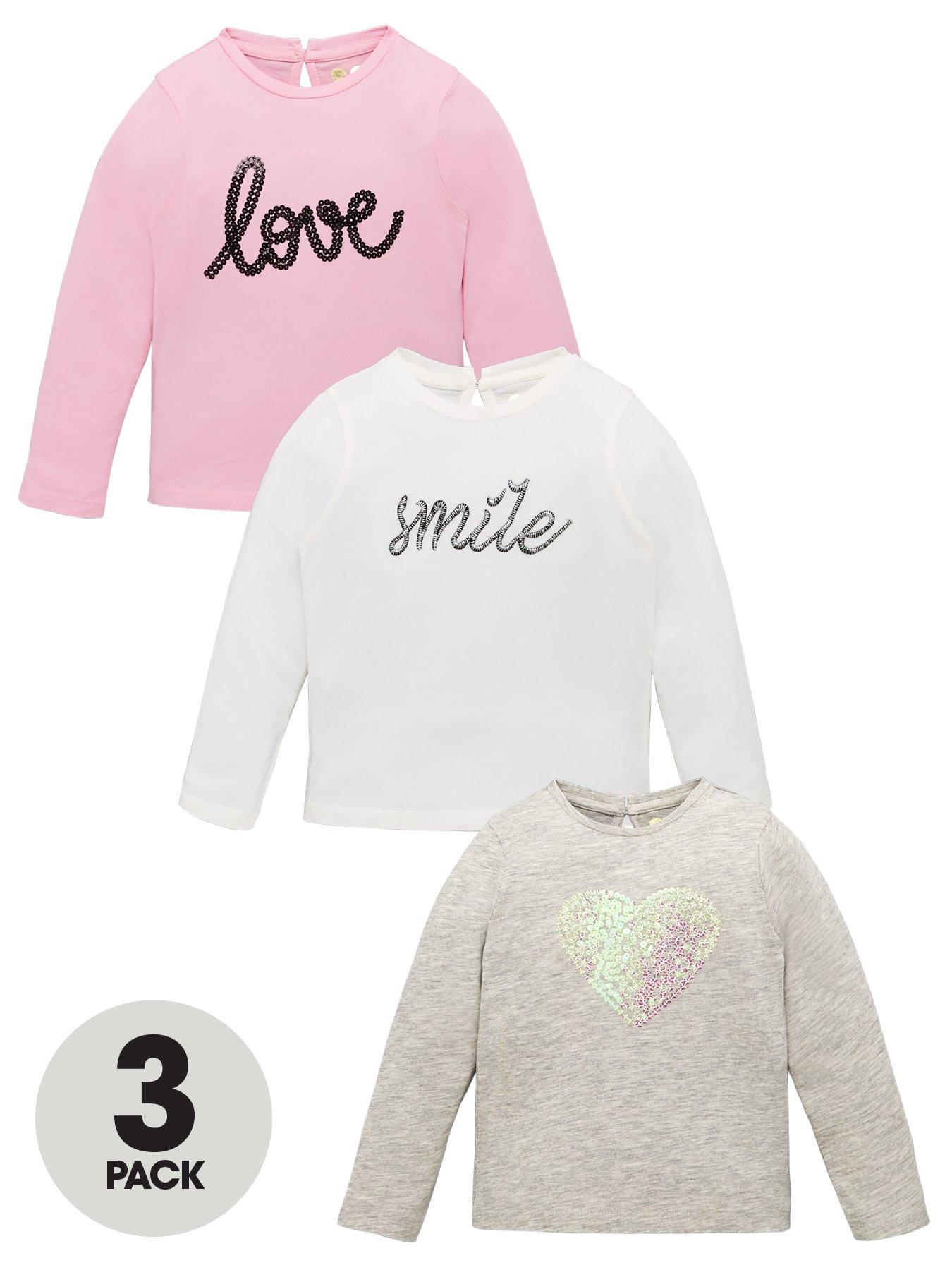 V By Very Girls 3 Pack Sequin Graphic Long Sleeve T-Shirts review