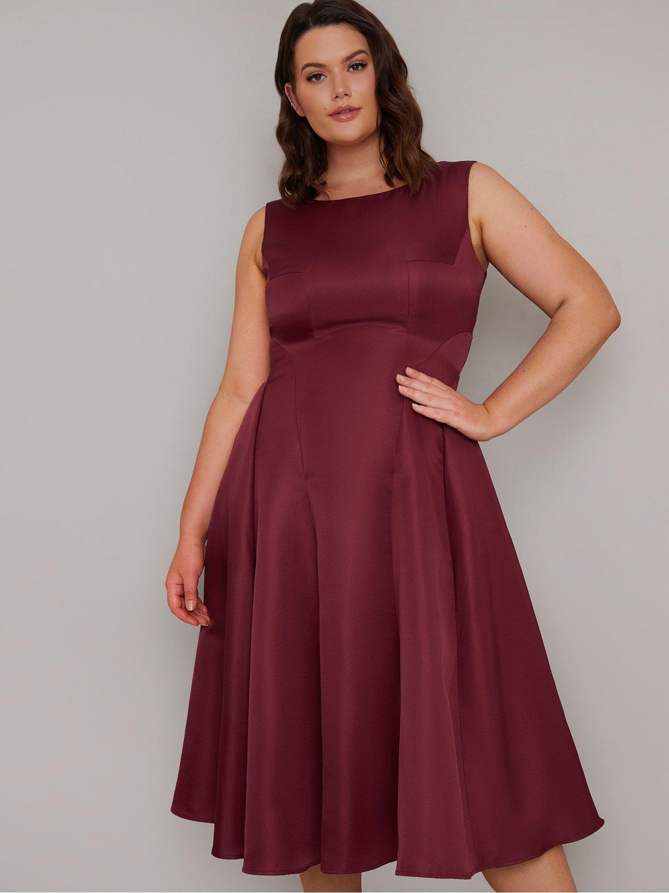 burgundy midi dress uk