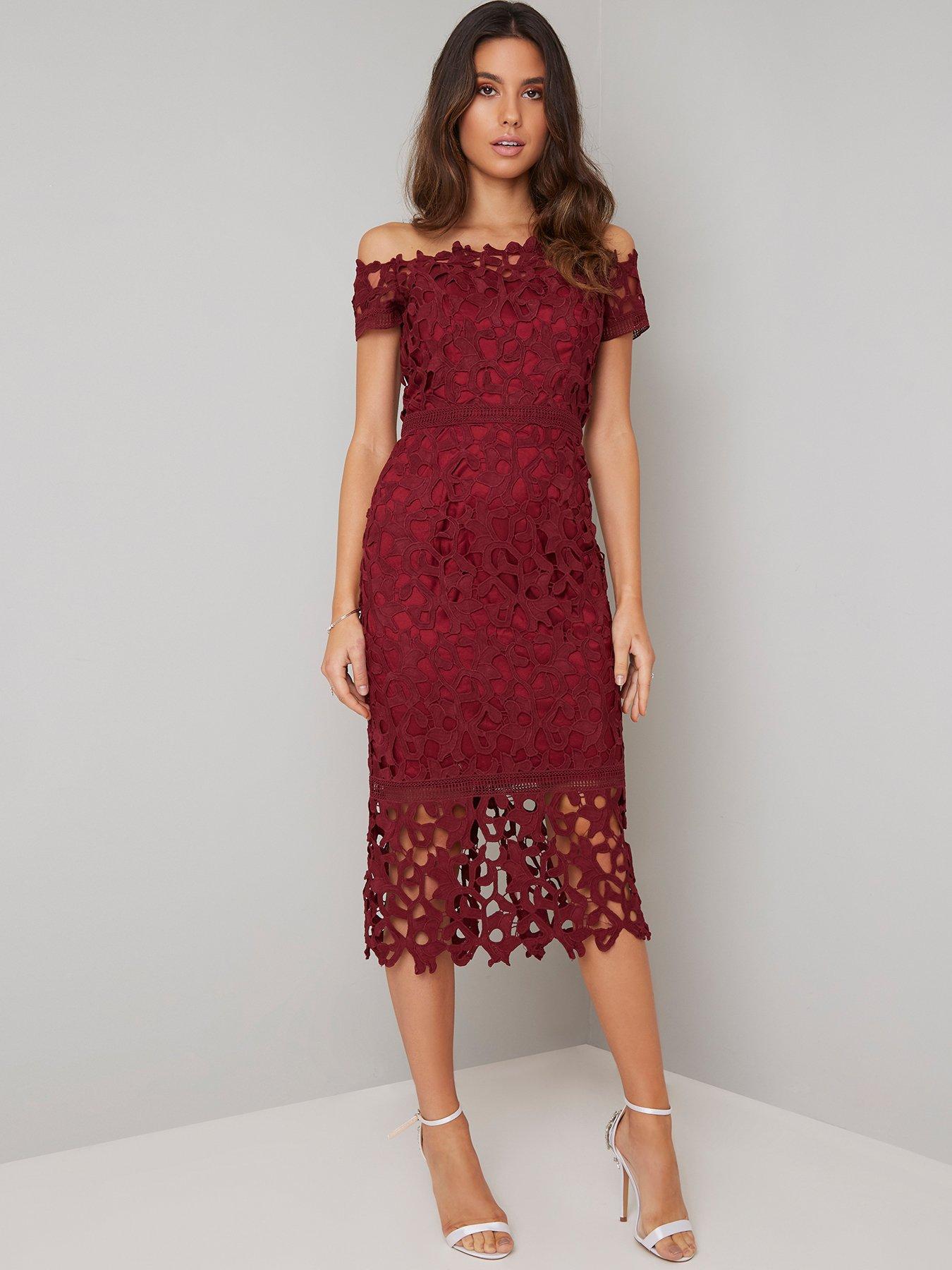 burgundy lace dress uk