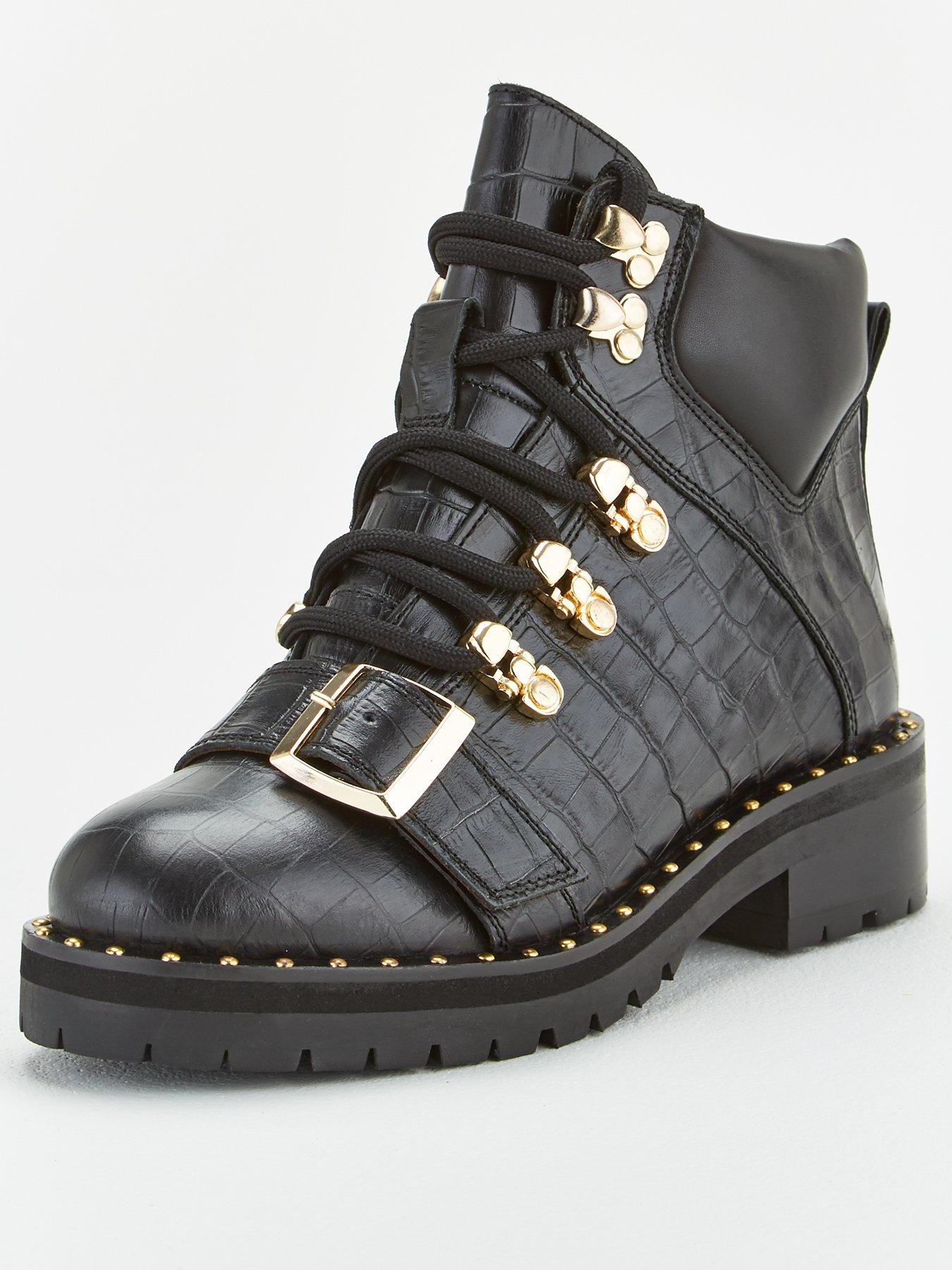 womens black hiker ankle boots