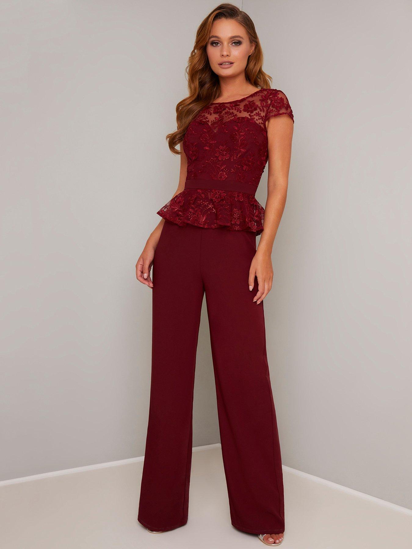 bridesmaid jumpsuit burgundy