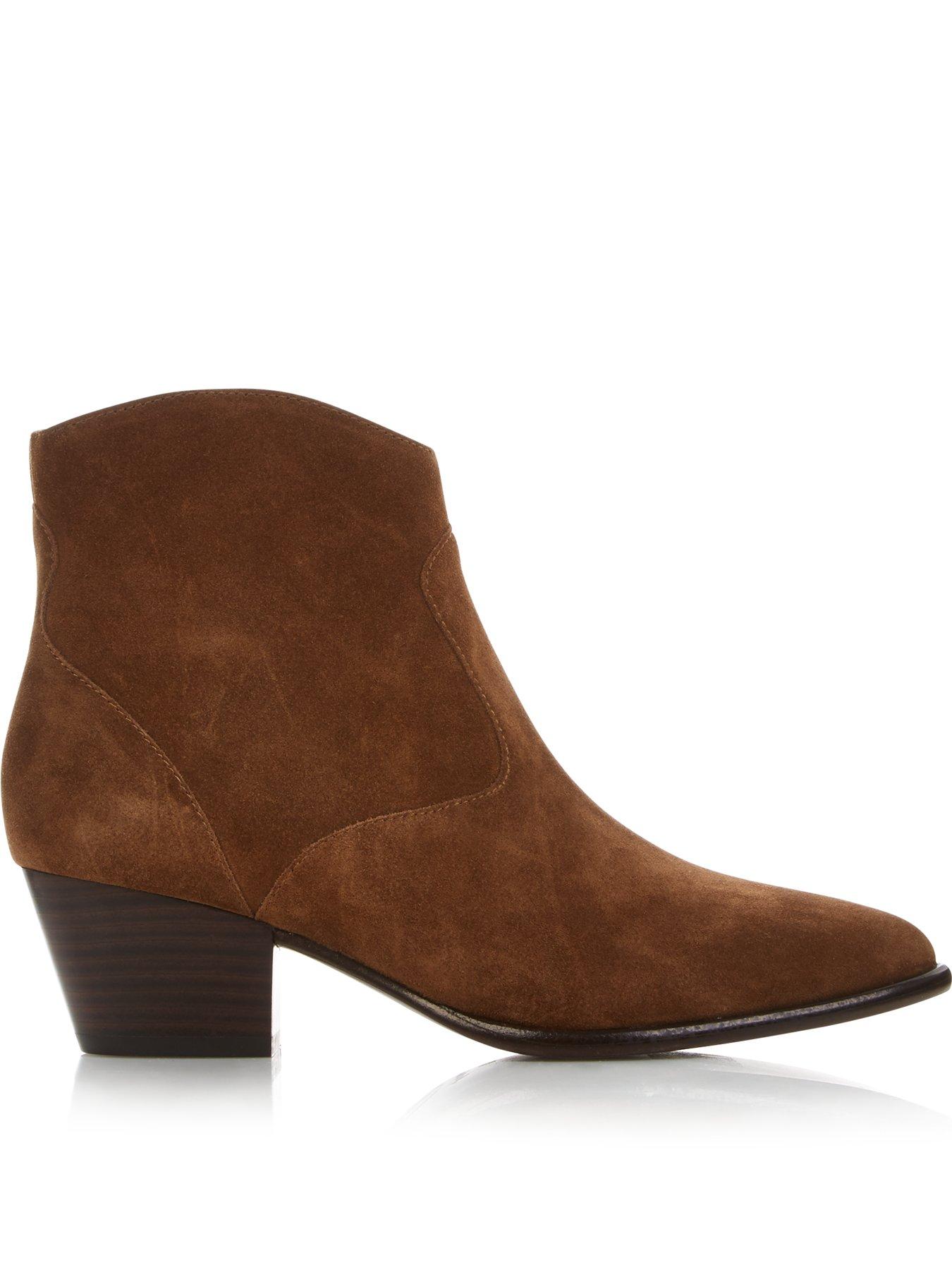 tan suede western ankle boots