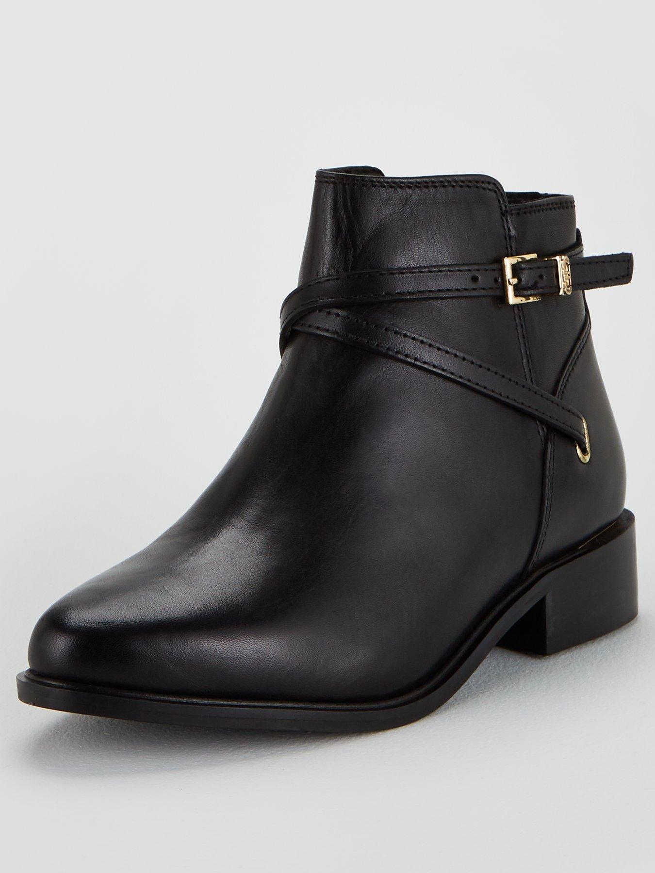 wide leather ankle boots