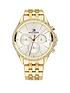  image of tommy-hilfiger-silver-sunray-chronograph-dial-gold-stainless-steel-bracelet-ladies-watch