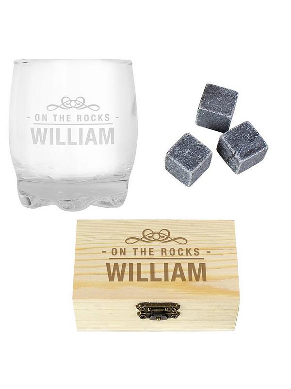 Image 3 of 3 of The Personalised Memento Company Personalised On The Rocks Whiskey Stones and Glass Set