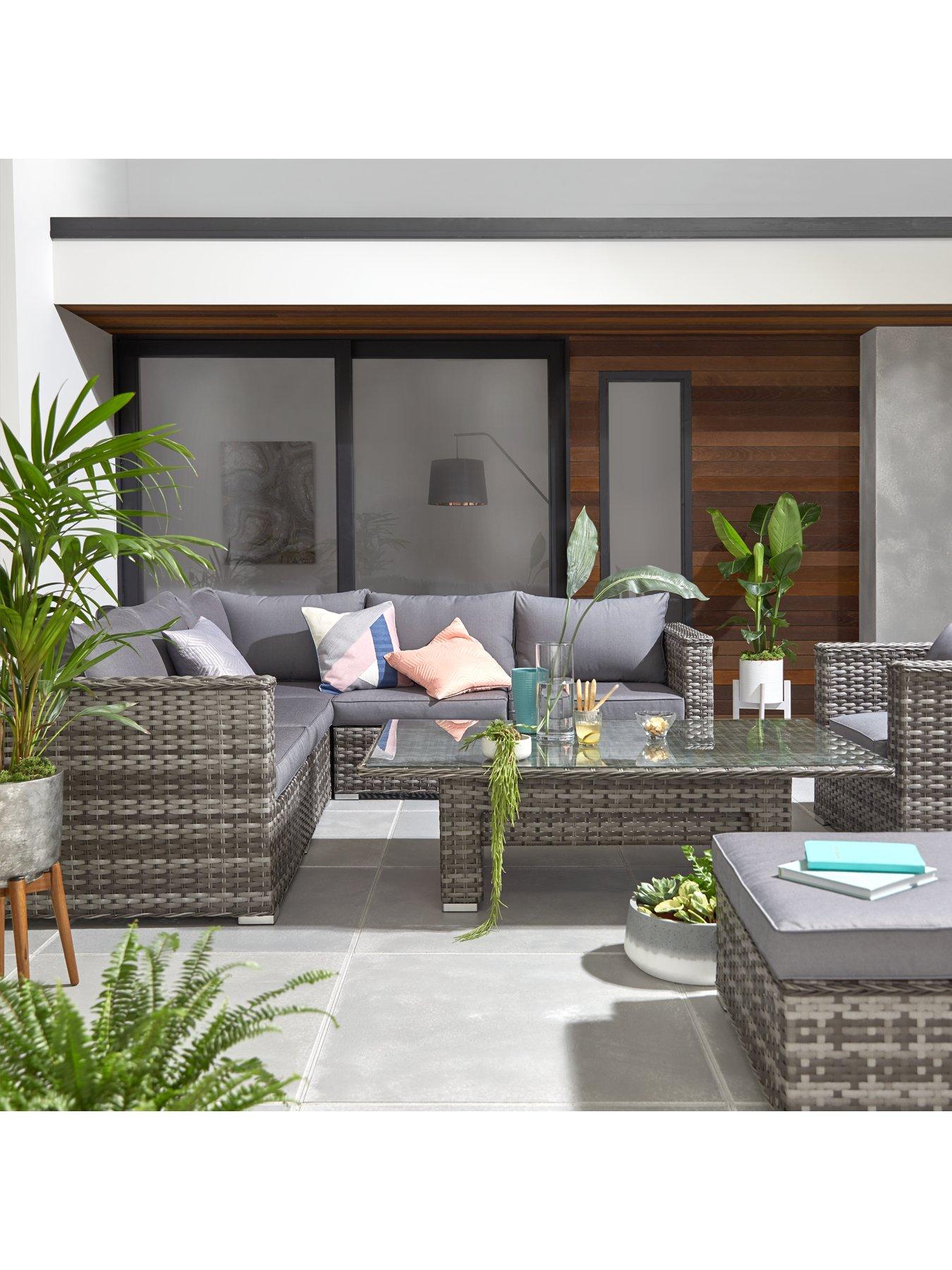 undefined Aruba 6-Seater Corner Sofa Set With Chair, Footstool And Adjustable Table Garden Furniture