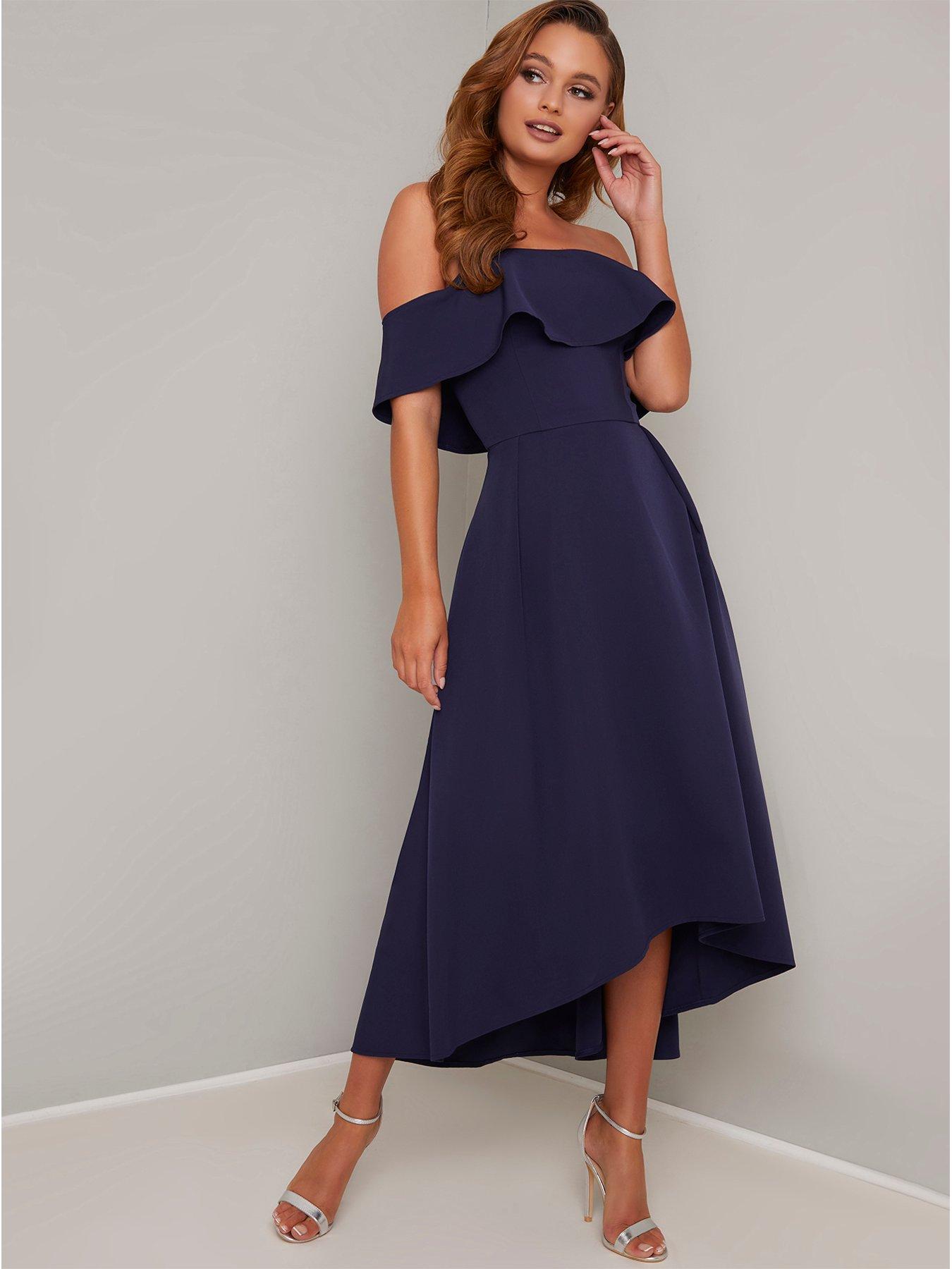 chi chi london navy bardot dress