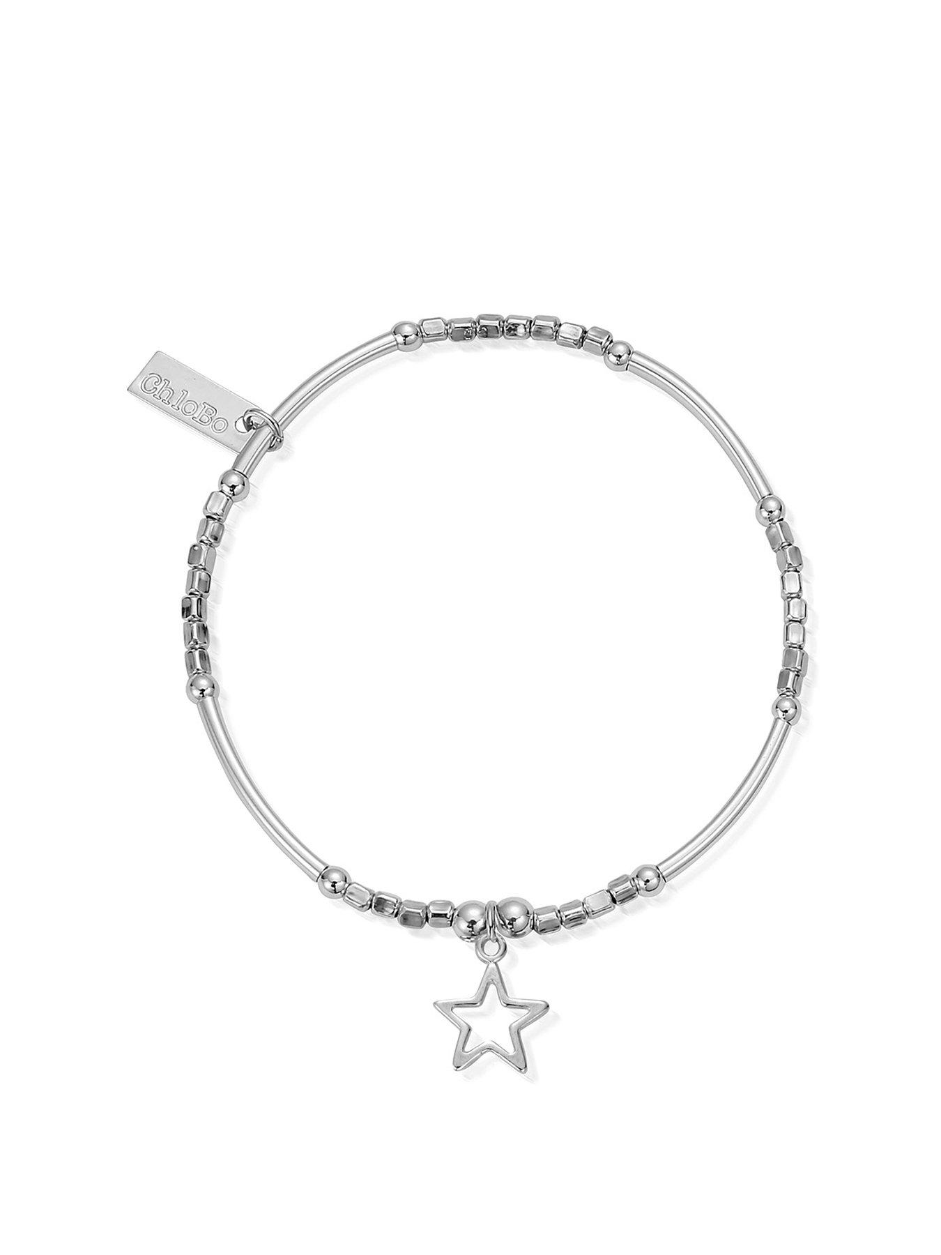 Jewellery & watches Sterling Silver Mini Noodle Cube Small Open Star Charm Bracelet