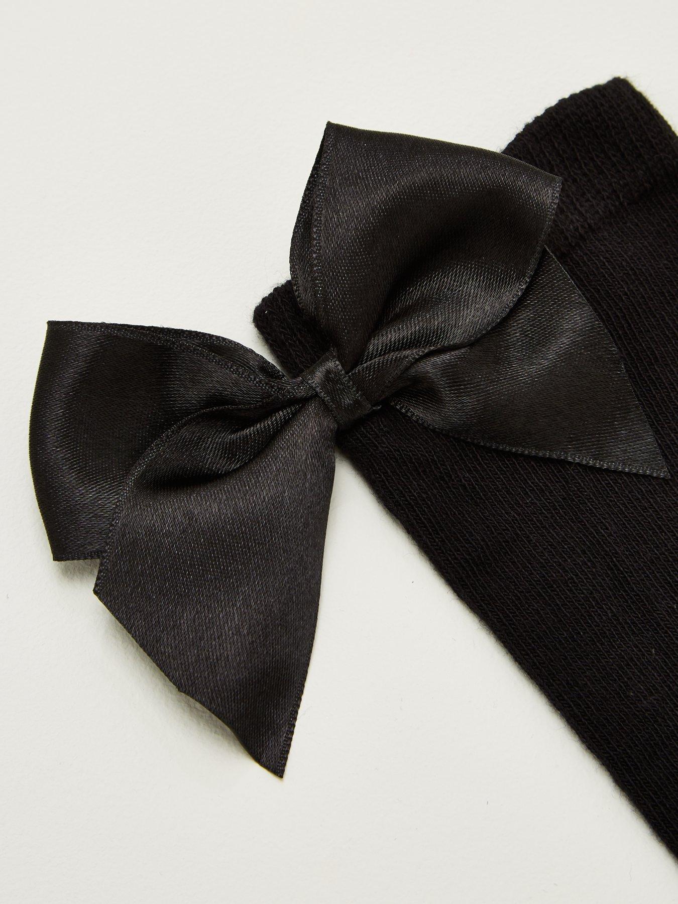 Image 3 of 3 of V by Very Girls 2 Pack Big Bow Knee High Socks - Black