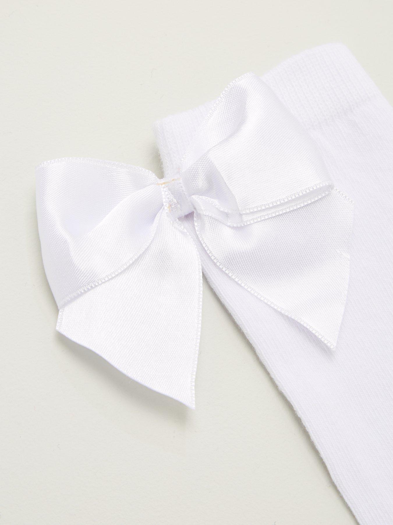 Image 3 of 3 of V by Very Girls 2 Pack Big Bow Knee High Socks - White
