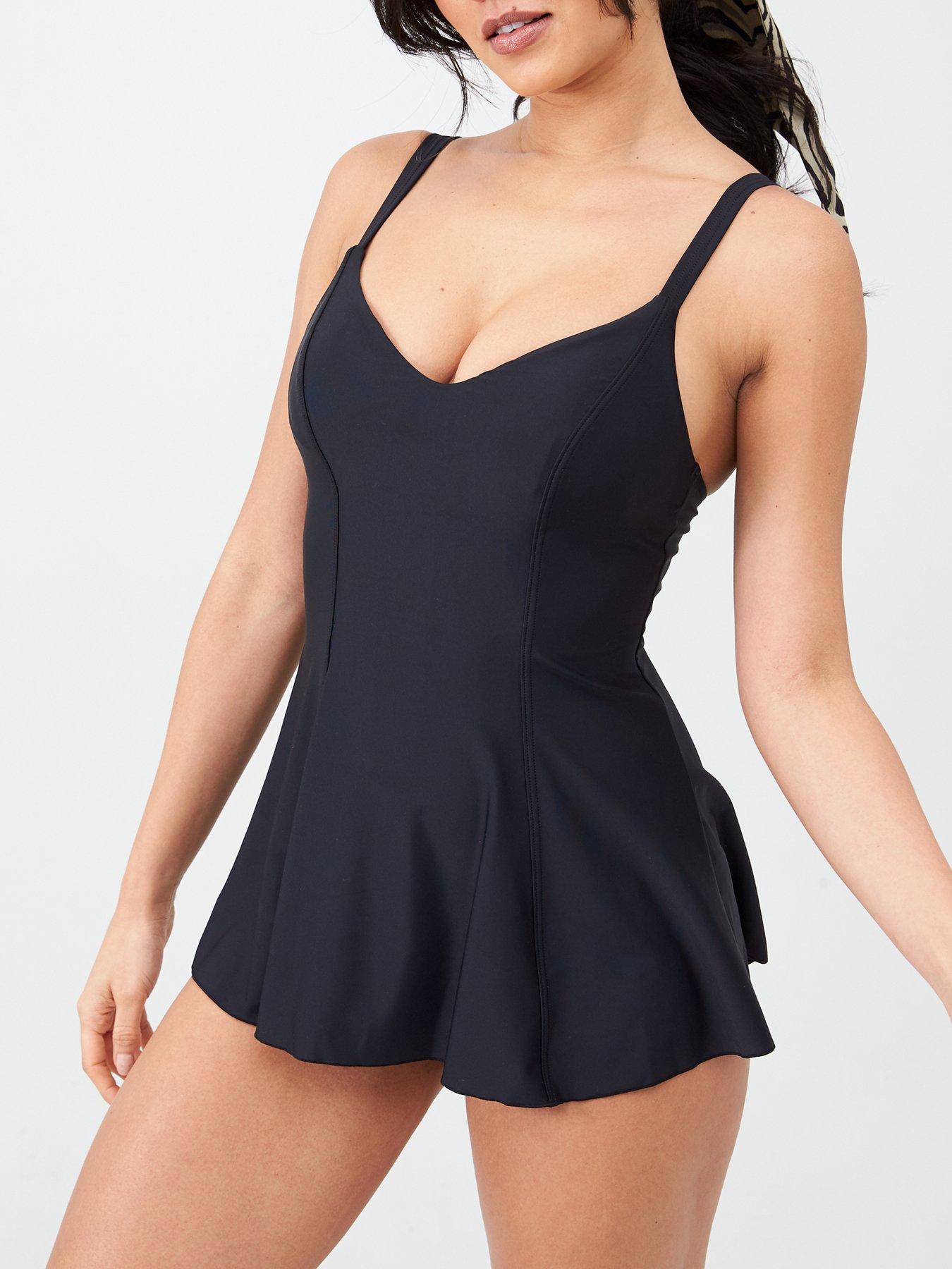 YOURS, Curve Tummy Control Swim Dress, Black