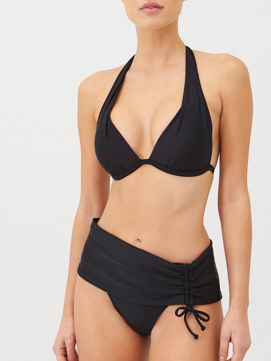 front image of v-by-very-mix-amp-match-padded-push-up-halter-bikini-top-black