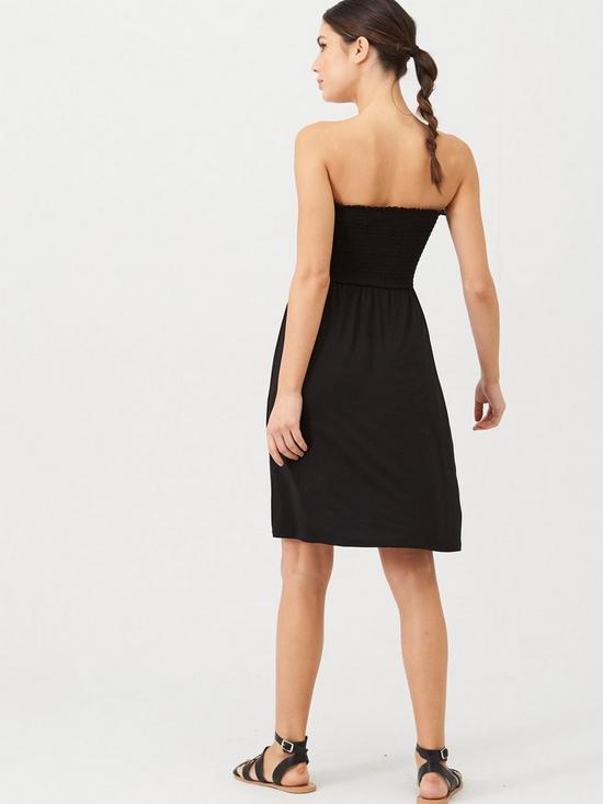back image of v-by-very-button-detail-shirred-mininbspdress-black
