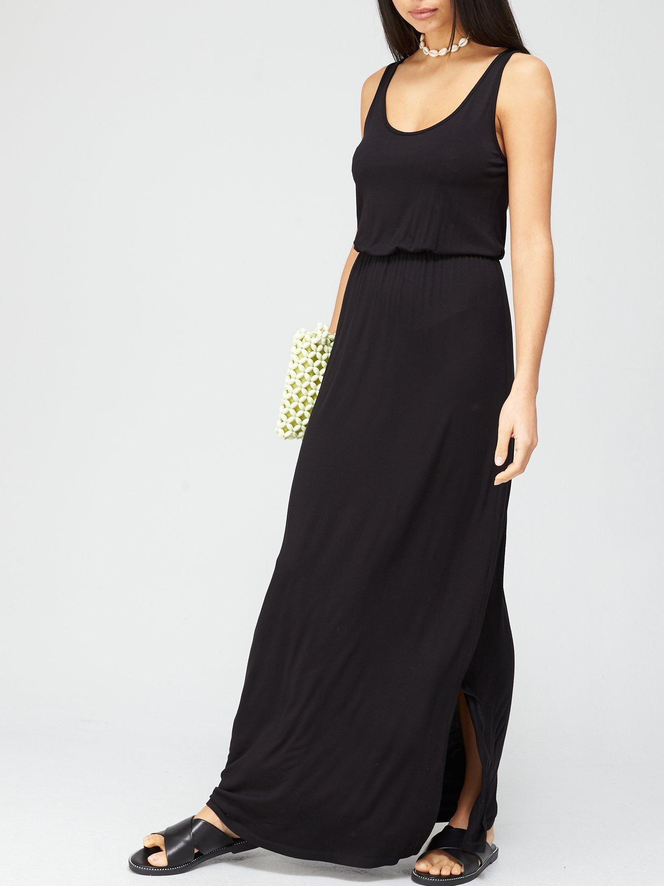 black maxi dress beach