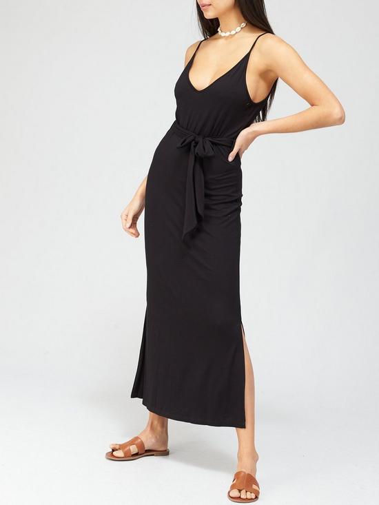front image of v-by-very-strappy-belted-beachnbspmidi-dress-black