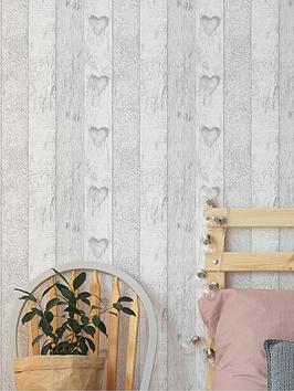 Product photograph of Fresco Plank Love Heart Wallpaper from very.co.uk
