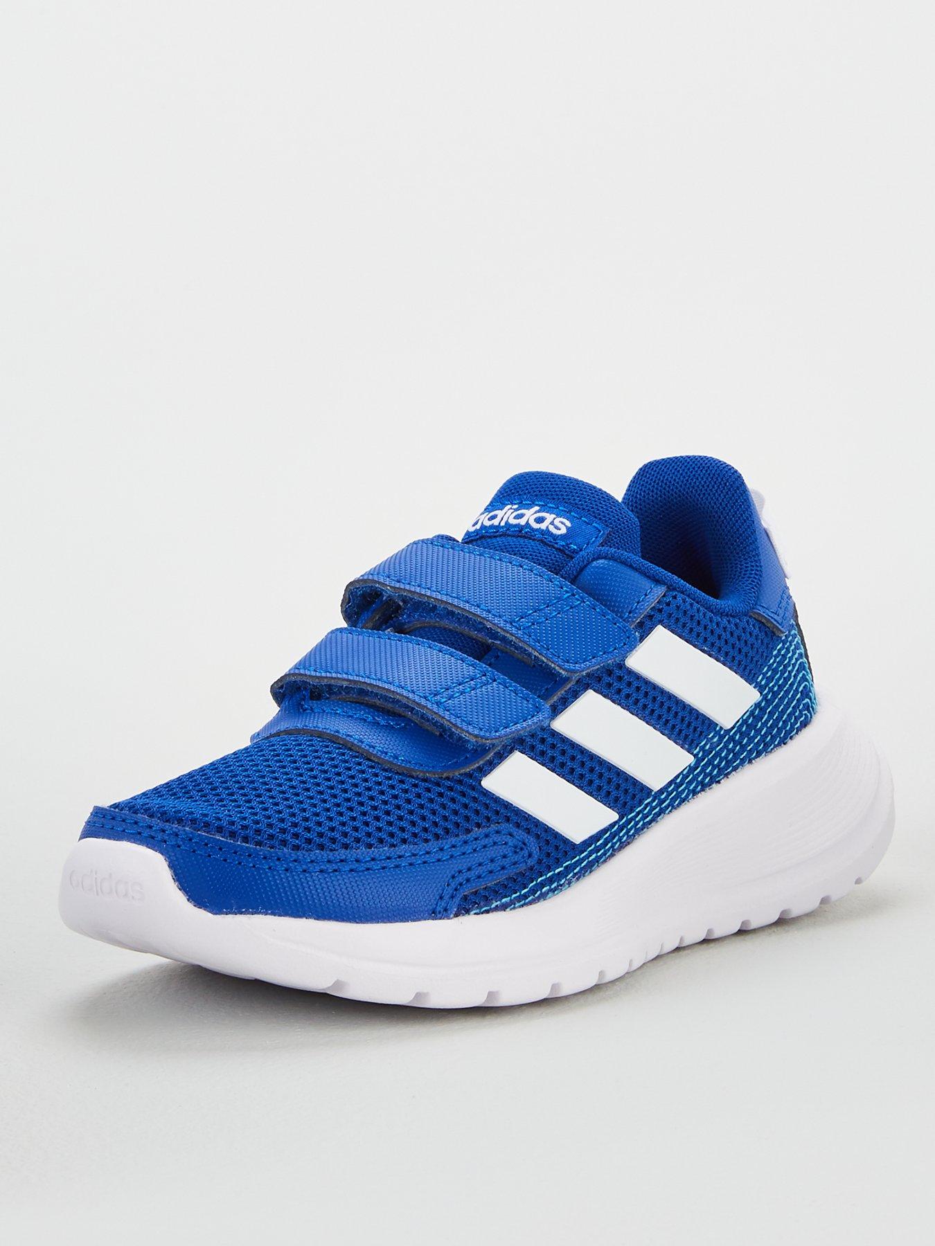 blue and white adidas trainers