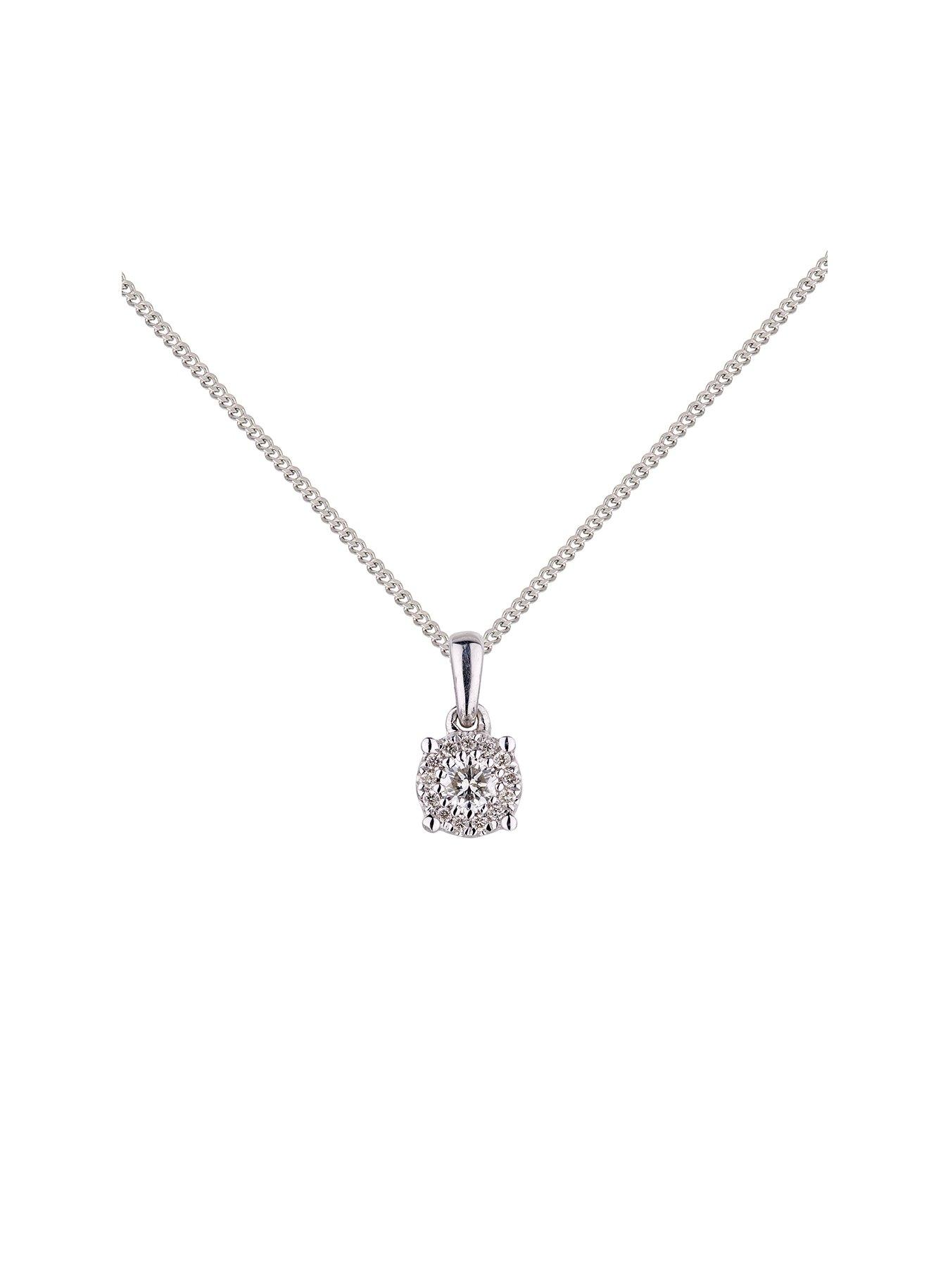 Image 1 of 5 of Love DIAMOND 9ct White Gold 12pt Diamond Solitaire Pendant Necklace