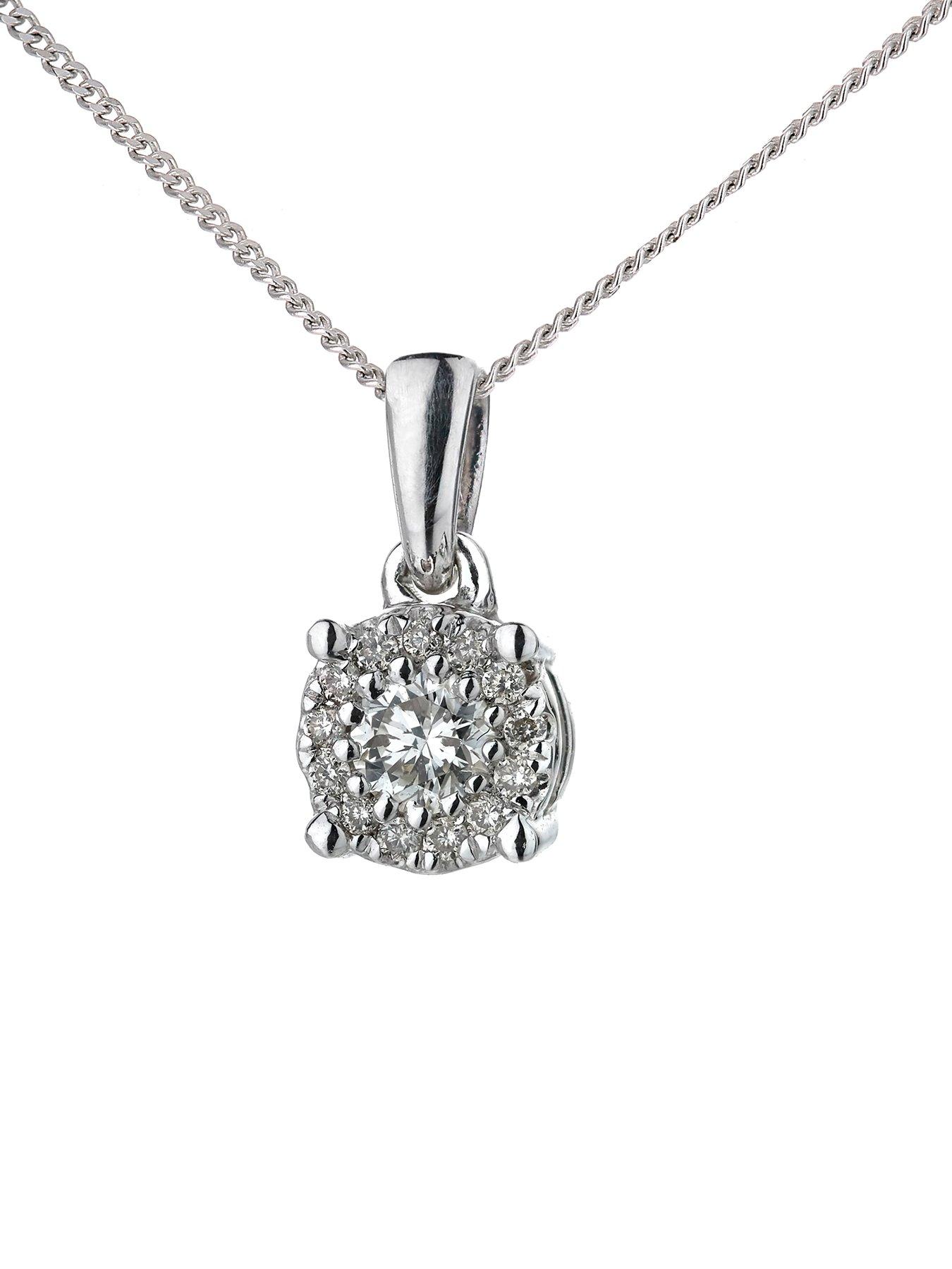Image 3 of 5 of Love DIAMOND 9ct White Gold 12pt Diamond Solitaire Pendant Necklace