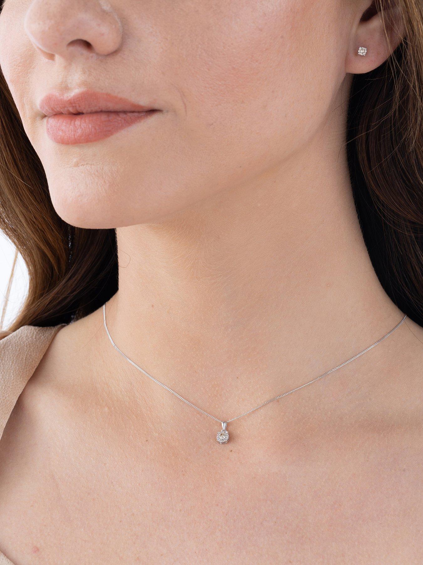 Image 4 of 5 of Love DIAMOND 9ct White Gold 12pt Diamond Solitaire Pendant Necklace