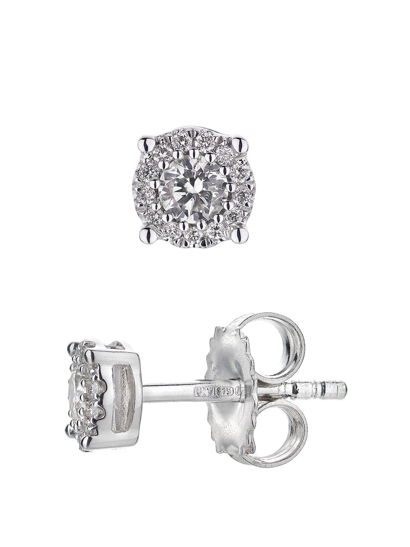 Product photograph of Love Diamond White Gold 18pt Diamond Solitaire Stud Earrings from very.co.uk