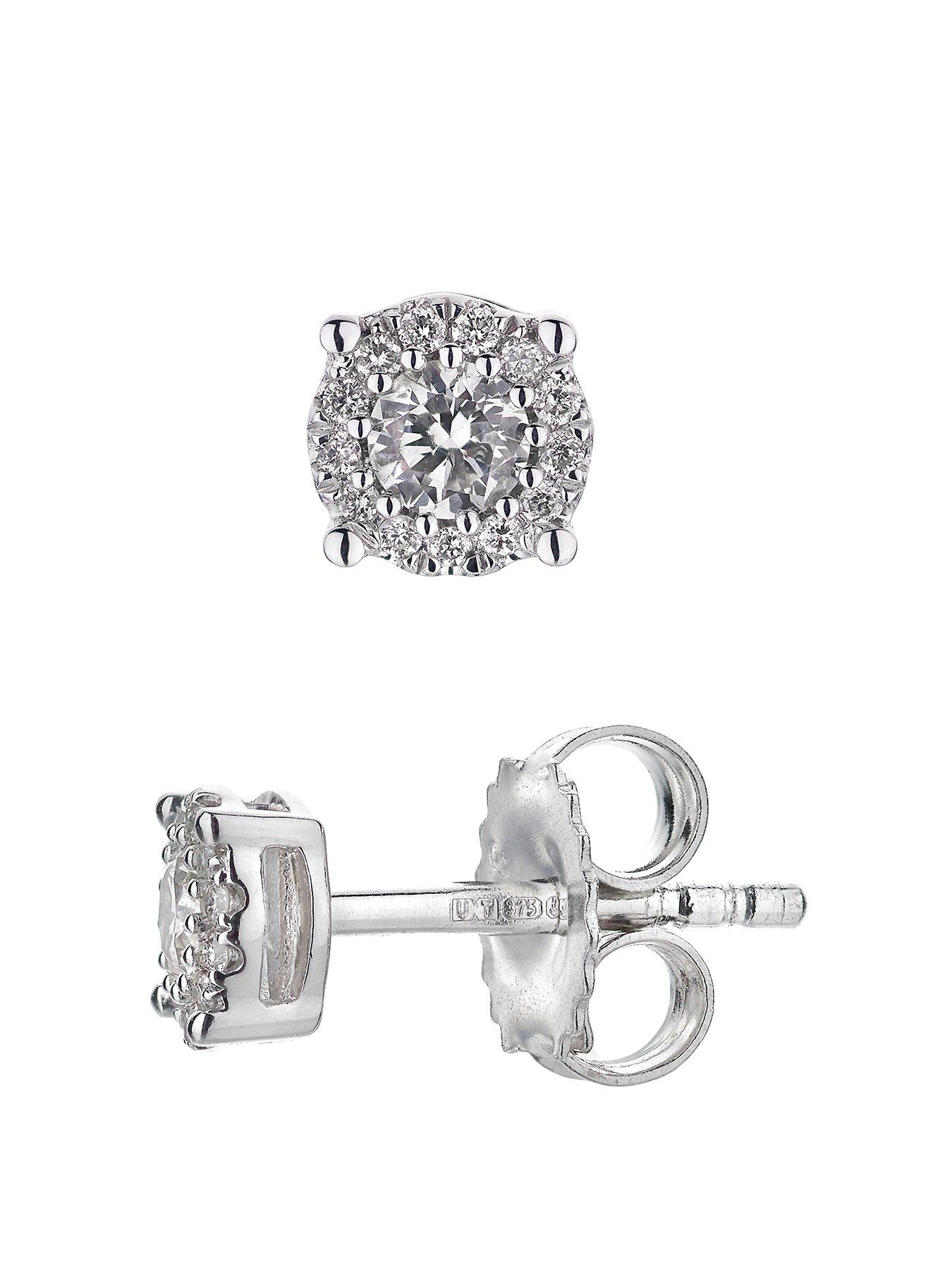 Love DIAMOND White Gold 18pt Diamond Solitaire Stud Earrings