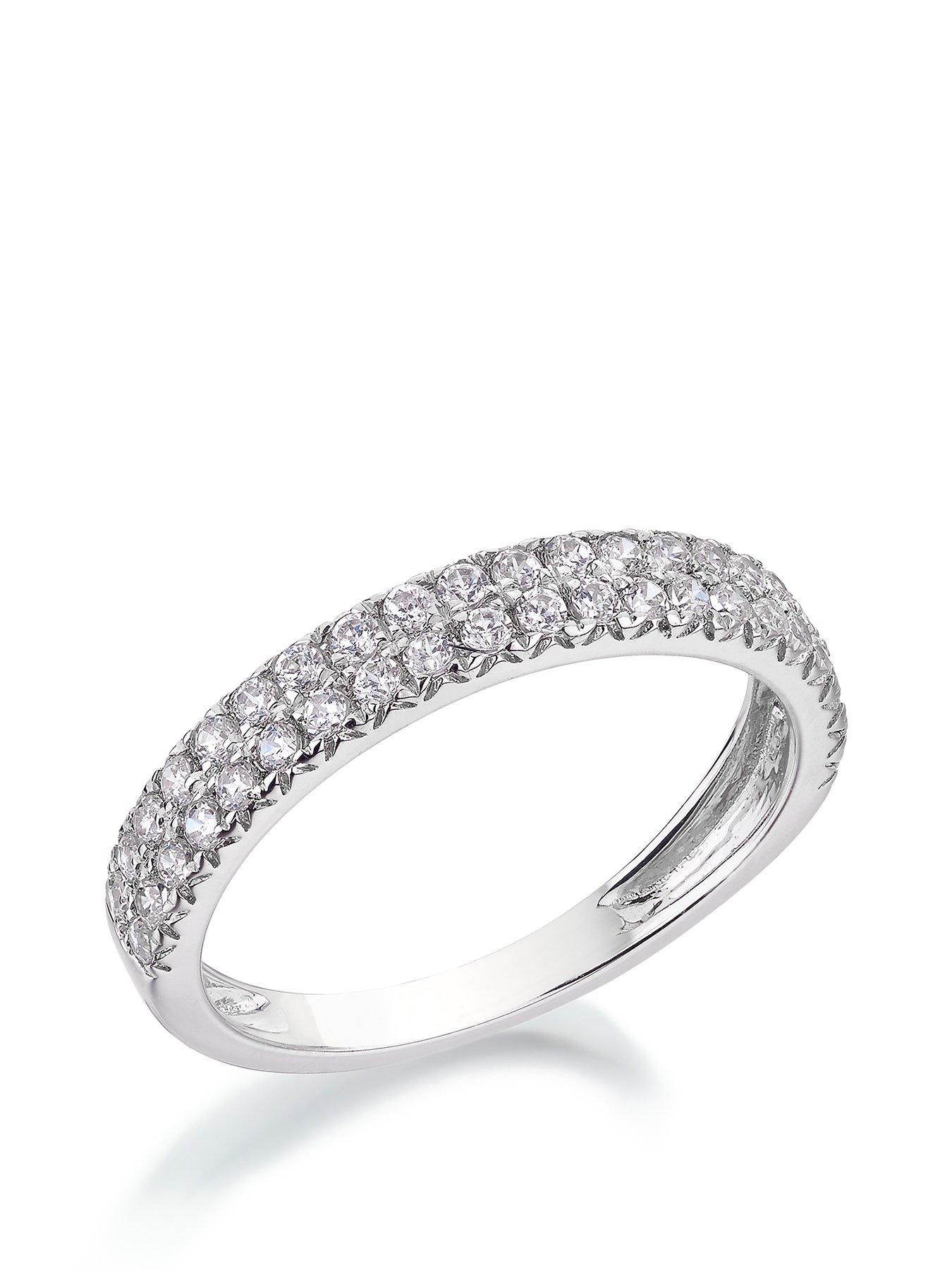 Love DIAMOND 9ct White Gold 1/2 Carat Diamond Double Row Eternity Ring