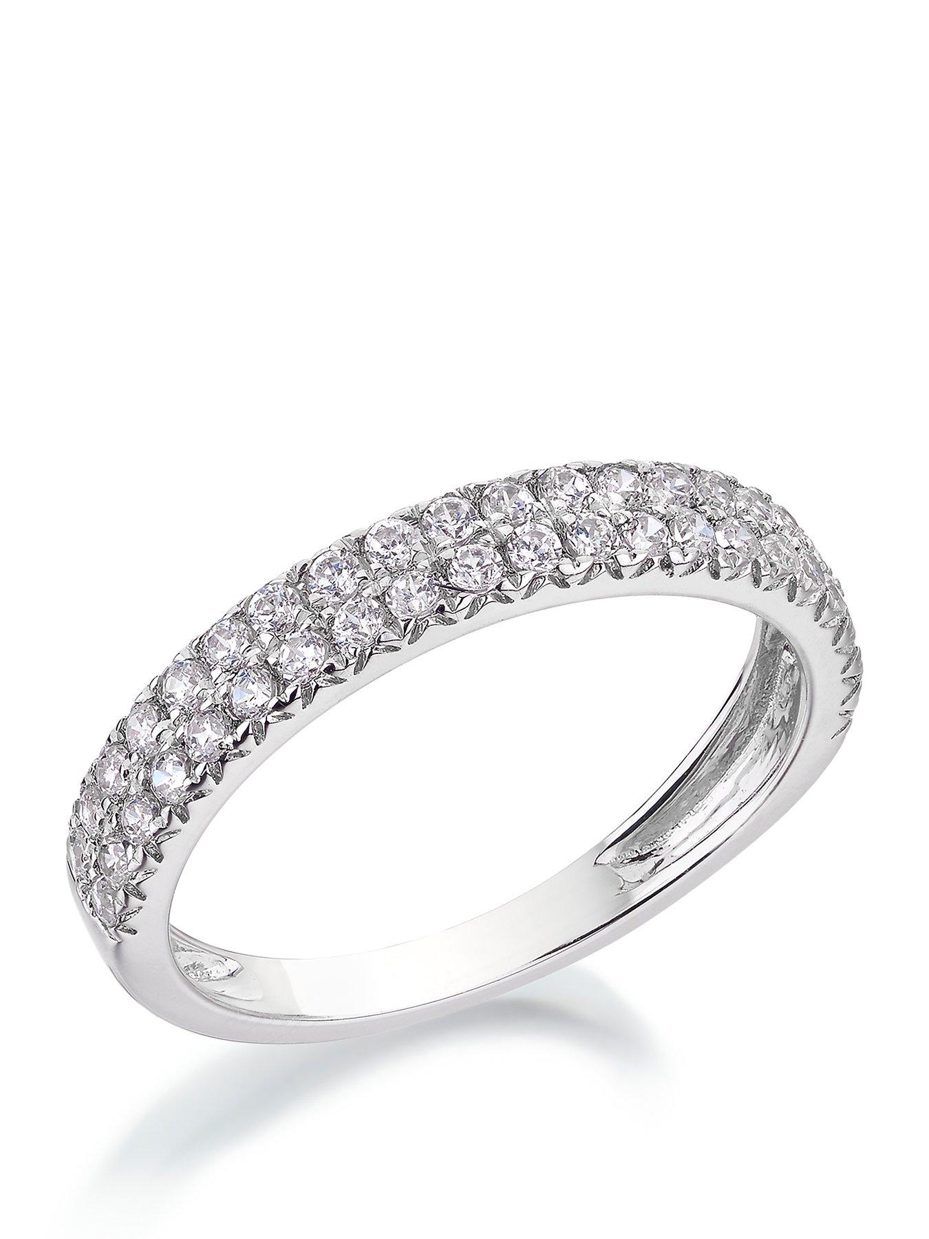 Love DIAMOND 9ct White Gold 1/2 Carat Diamond Double Row Eternity Ring