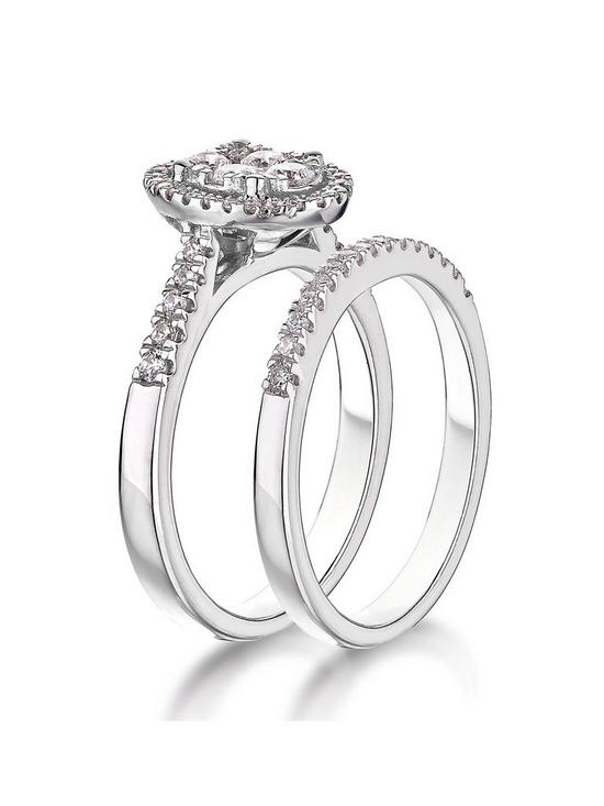 stillFront image of love-diamond-9ct-white-gold-12-carat-diamond-oval-halo-bridal-set