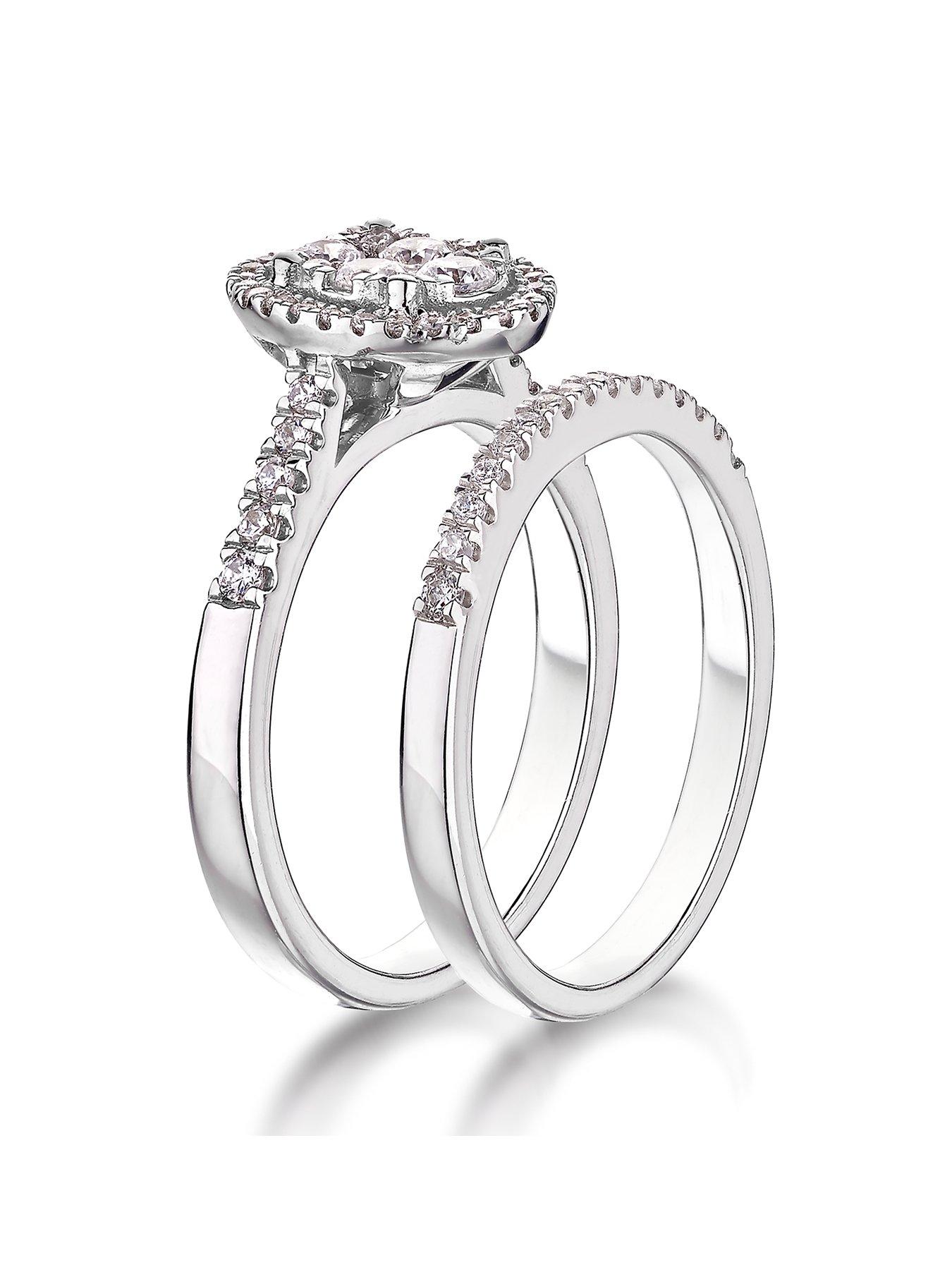 Image 2 of 6 of Love DIAMOND 9ct White Gold 1/2 Carat Diamond Oval Halo Bridal Set