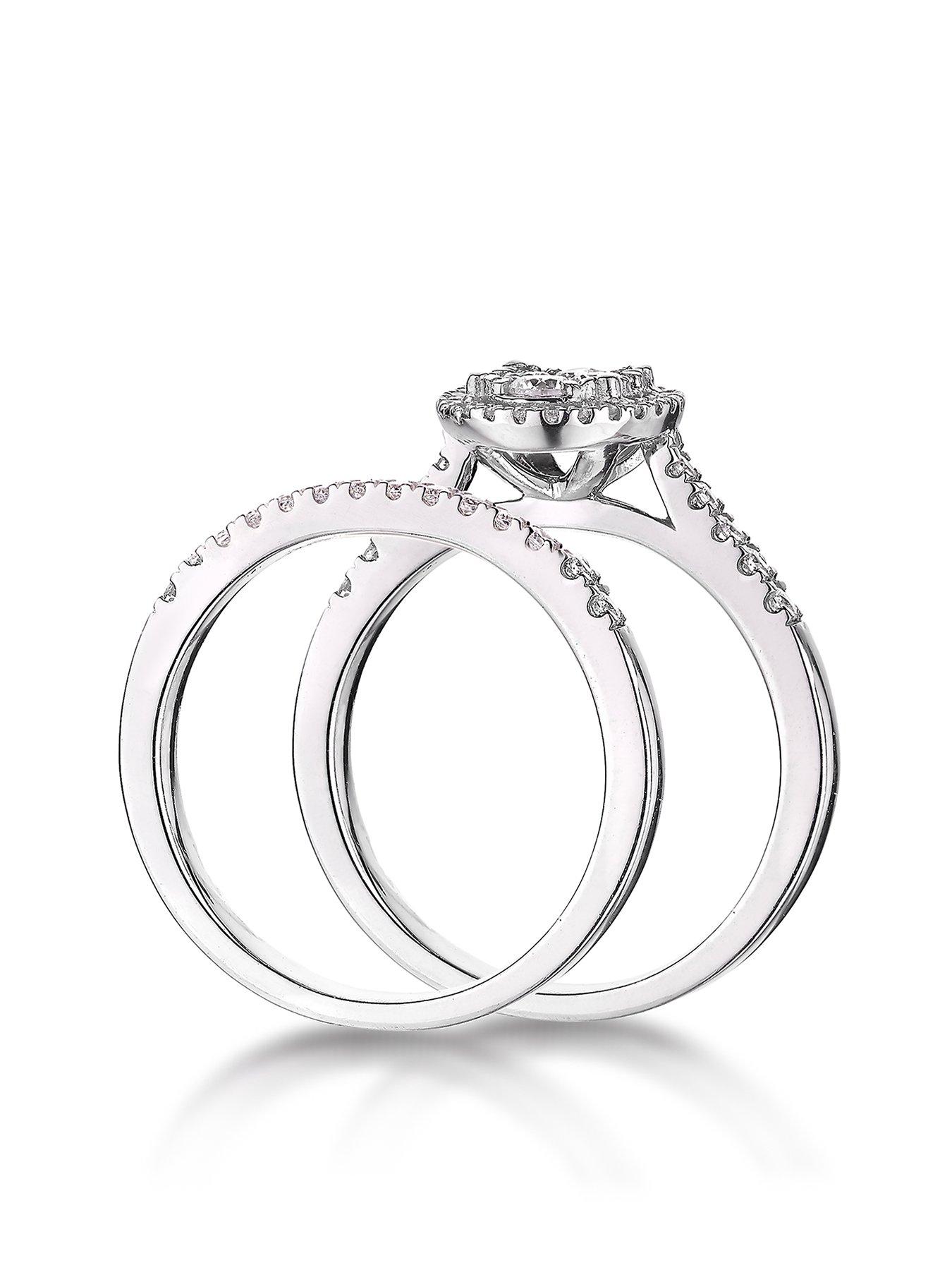 Image 3 of 6 of Love DIAMOND 9ct White Gold 1/2 Carat Diamond Oval Halo Bridal Set