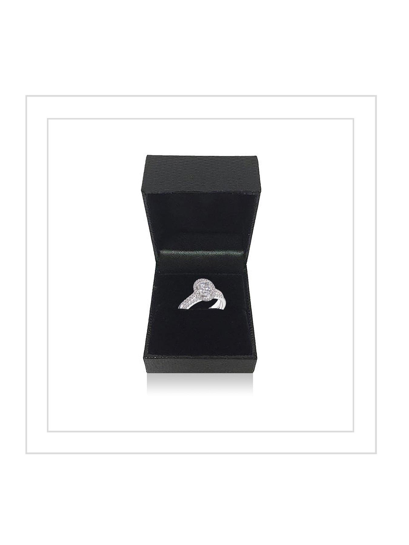 Image 6 of 6 of Love DIAMOND 9ct White Gold 1/2 Carat Diamond Oval Halo Bridal Set