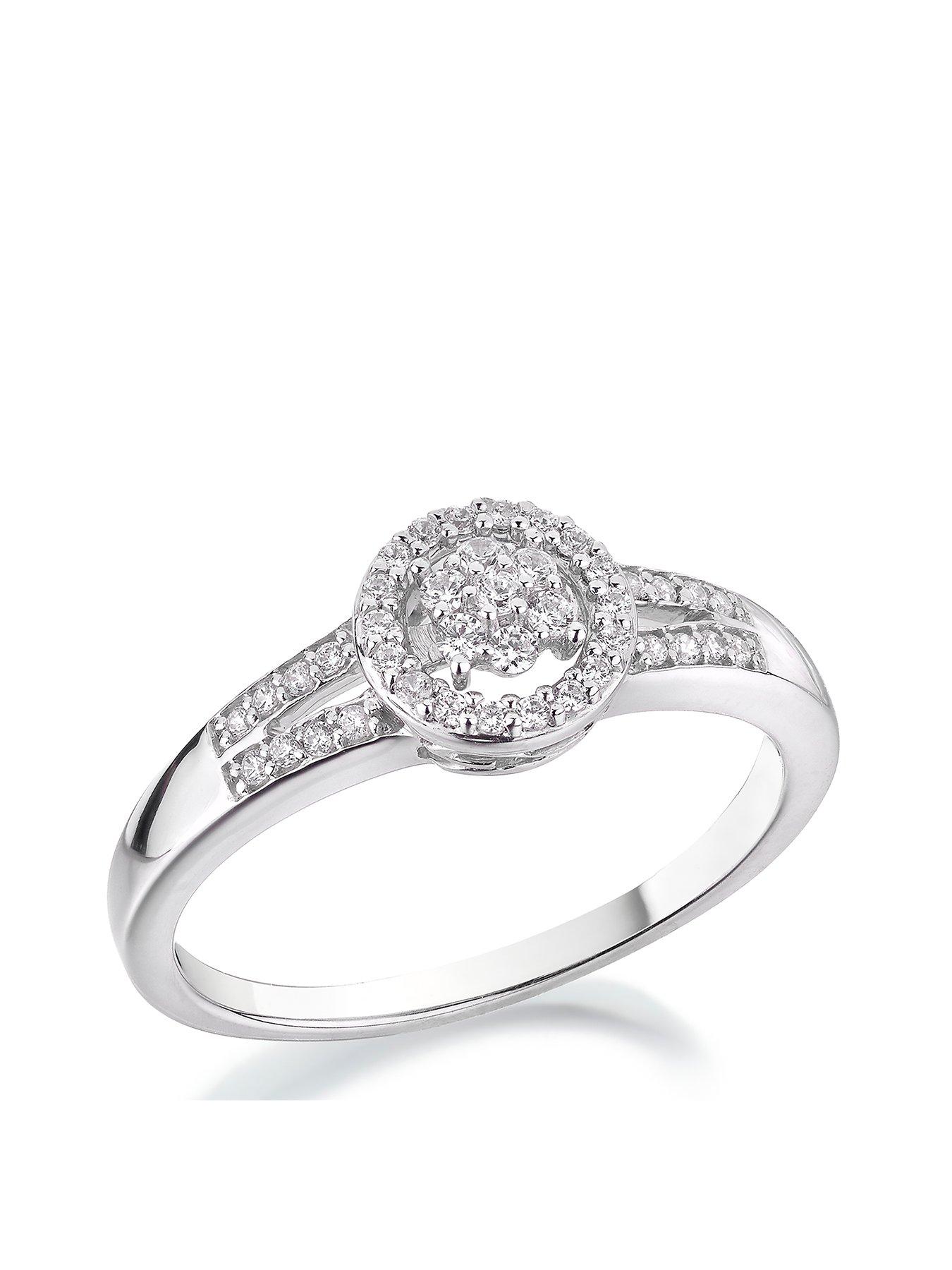 Love Diamond 9Ct White Gold 20Pt Diamond Halo Ring With Split Shoulders review