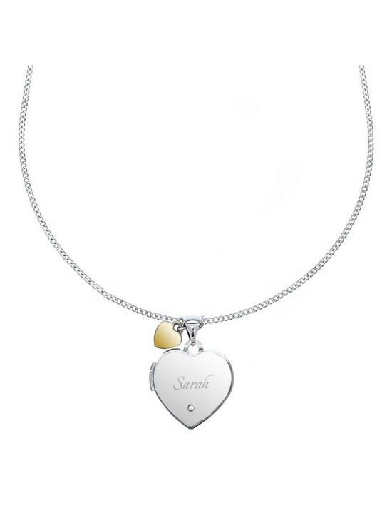 back image of love-diamond-personalised-sterling-silver-diamond-set-heart-locket-necklace-with-9ct-gold-heart-charm