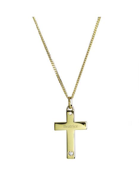 love-gold-personalised-9ct-gold-cross-with-sterling-silver-heart-and-cubic-zirconia-pendant-necklace