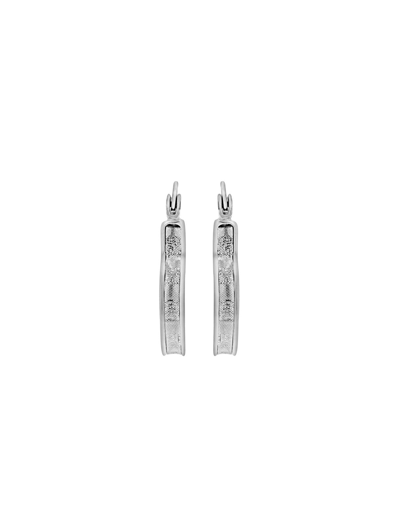 The Love Silver Collection Sterling Silver Stardust Heart Creole Hoop