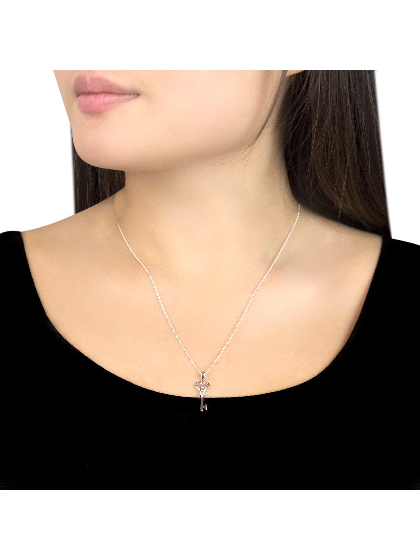 Diamond heart key pendant shop