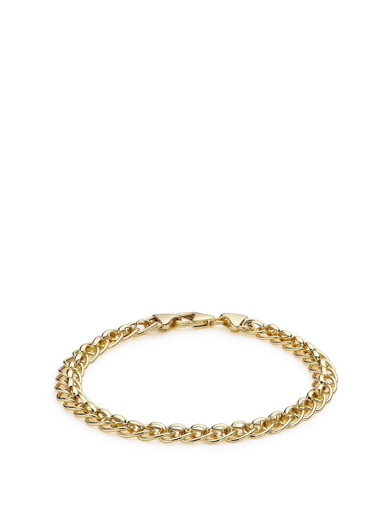 Product photograph of The Love Collection 9ct Gold Fancy Link Curb Bracelet from very.co.uk