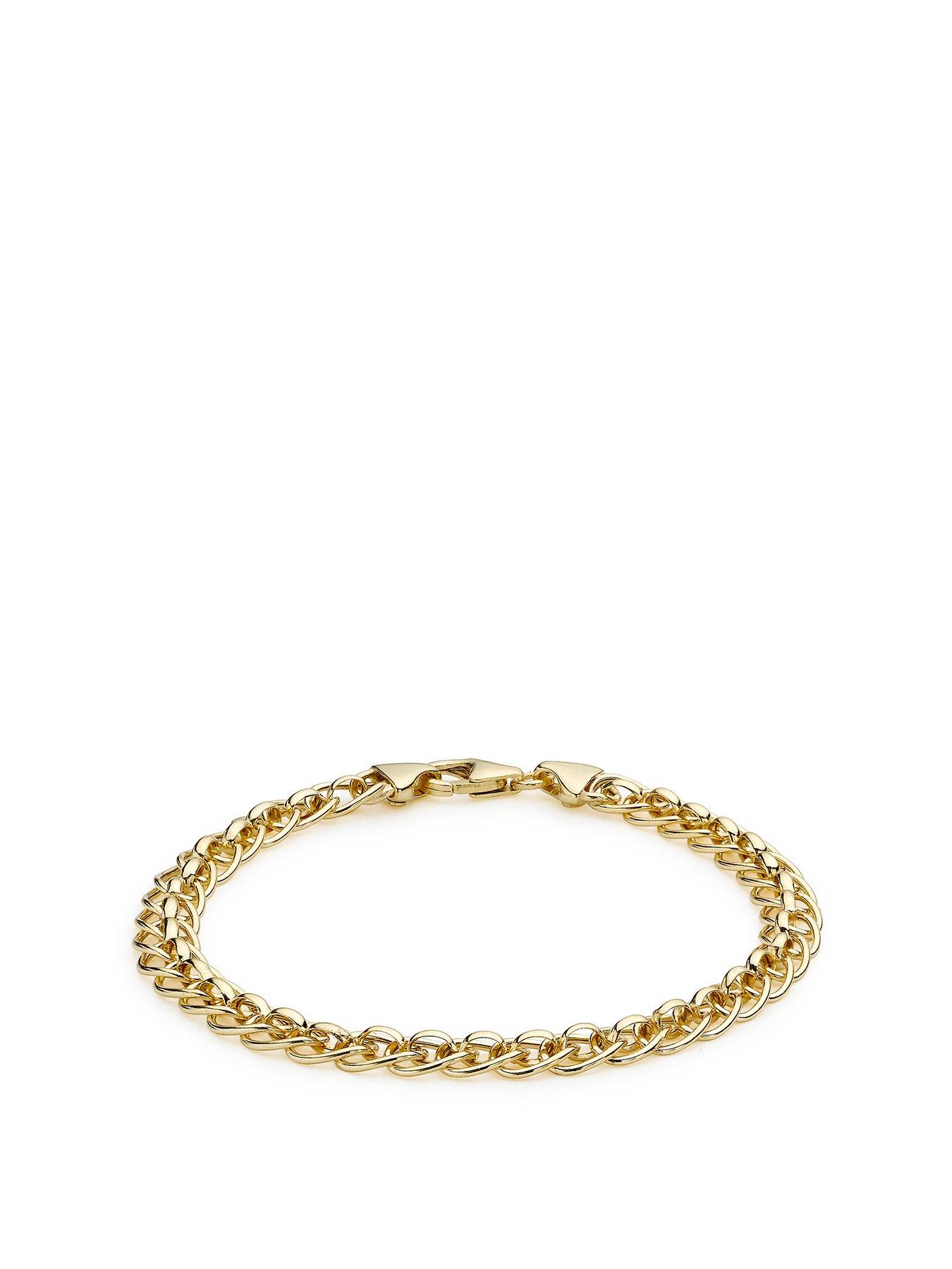 Product photograph of Love Gold 9ct Gold Fancy Link Curb Bracelet from very.co.uk