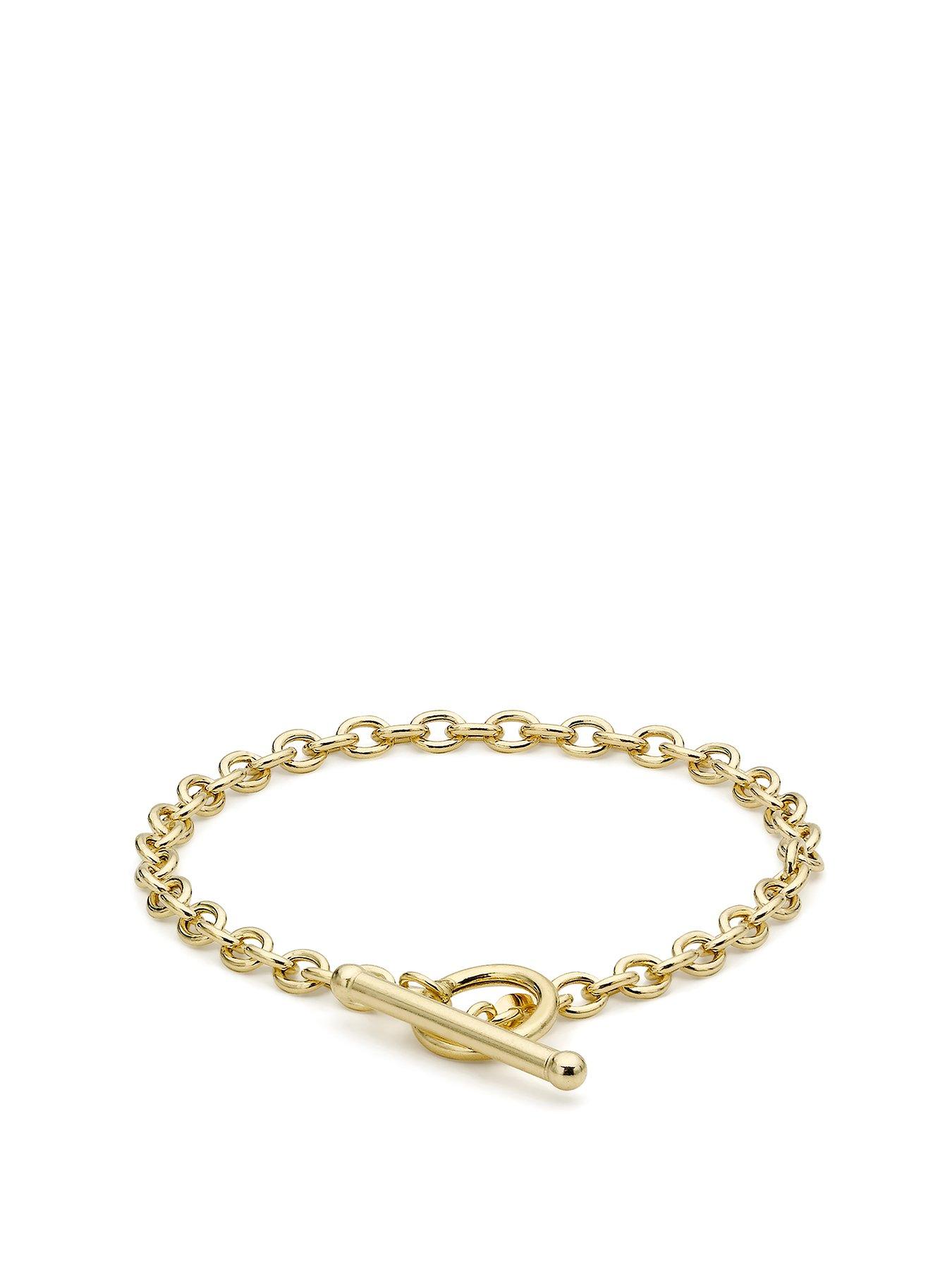 Product photograph of Love Gold 9ct Gold T Bar Belcher Chain Bracelet from very.co.uk