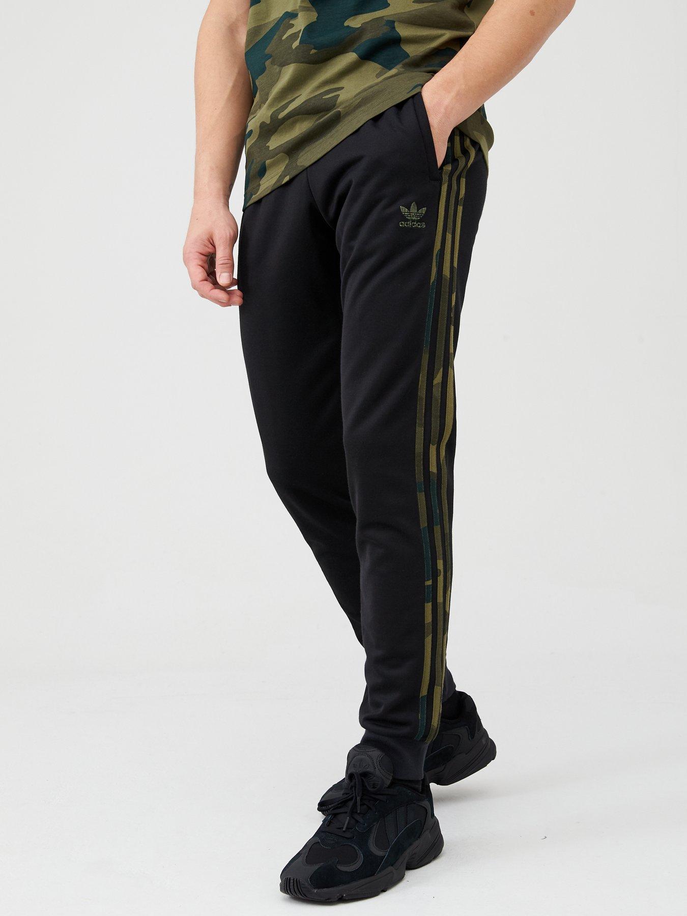 adidas track pants black with black stripes