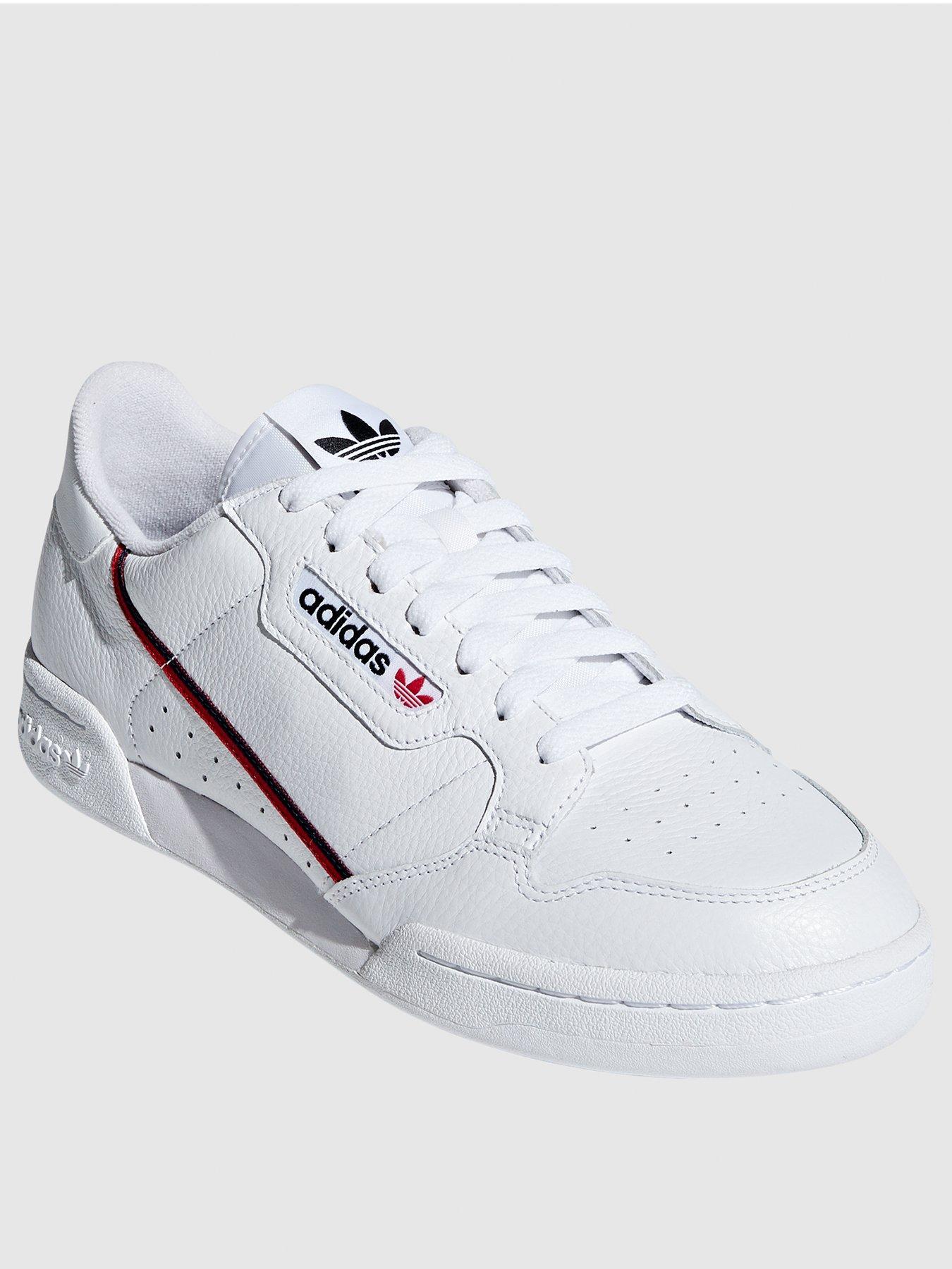 adidas originals continental 80 trainers in white and red