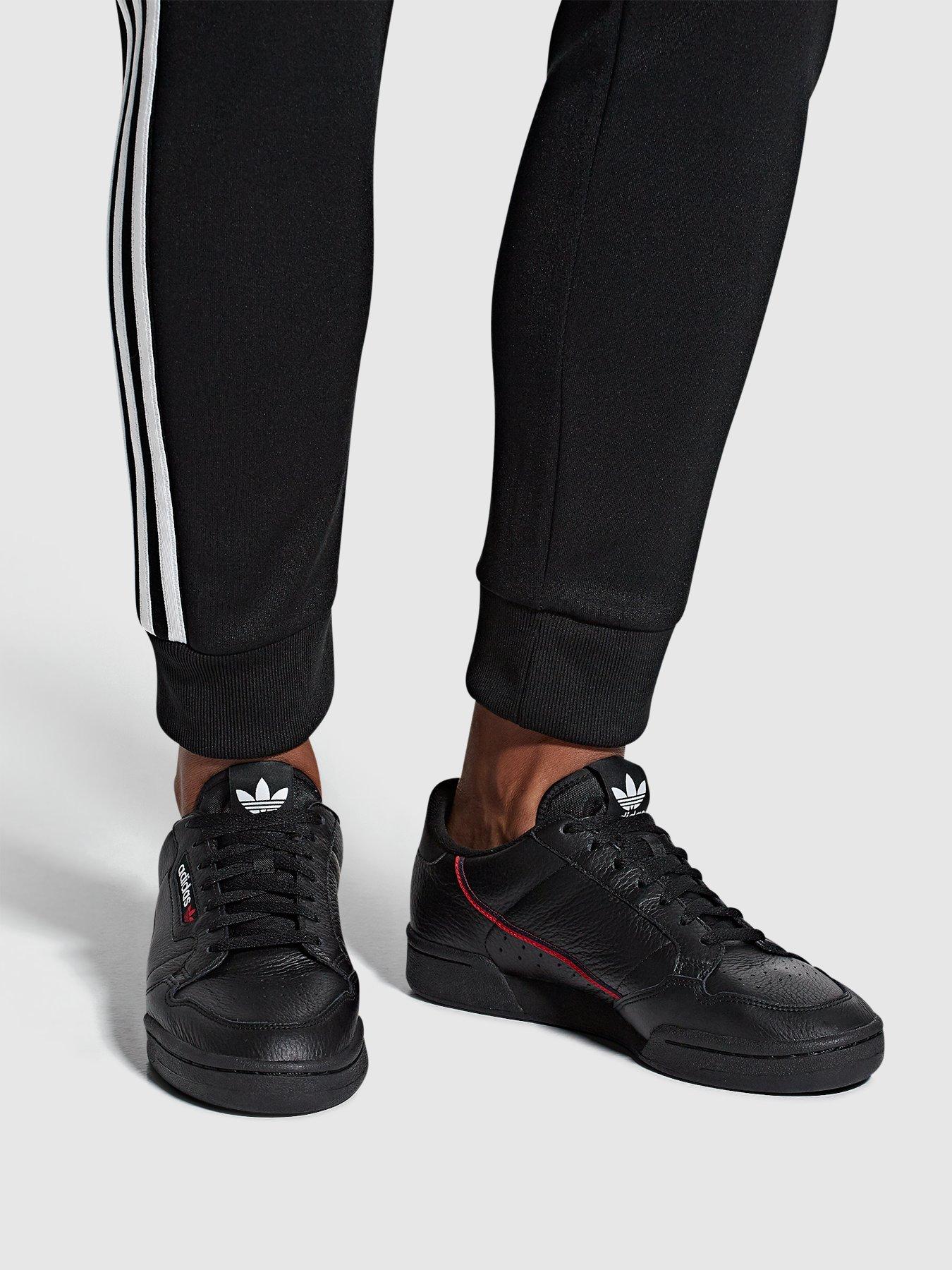 adidas black & red continental 80 trainers