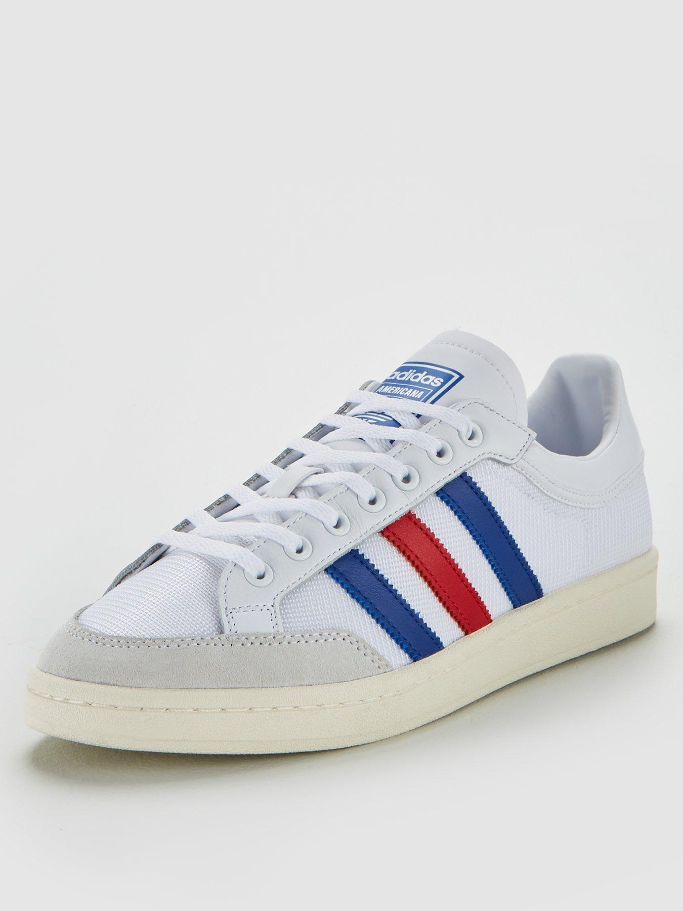 blue and white adidas trainers