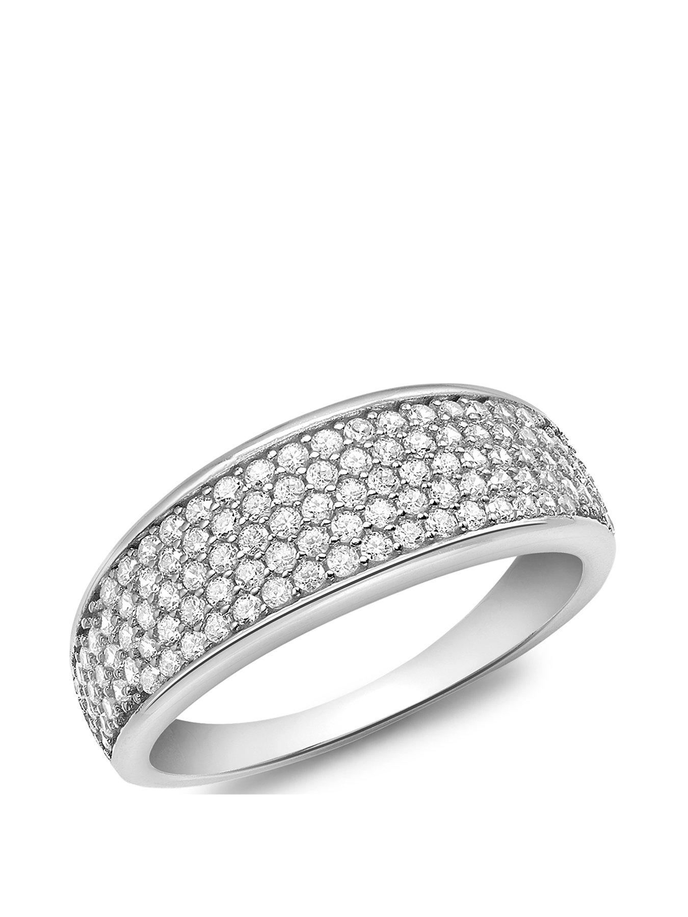 Product photograph of Love Gold 9ct White Gold Cubic Zirconia Pave Band Ring from very.co.uk