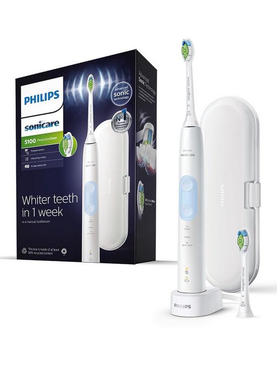 front image of philips-sonicare-protectiveclean-5100-electric-toothbrush-white-hx685929