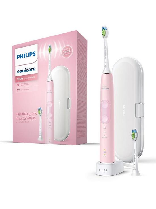 front image of philips-sonicare-protectiveclean-5100-electric-toothbrush-pink-hx685629