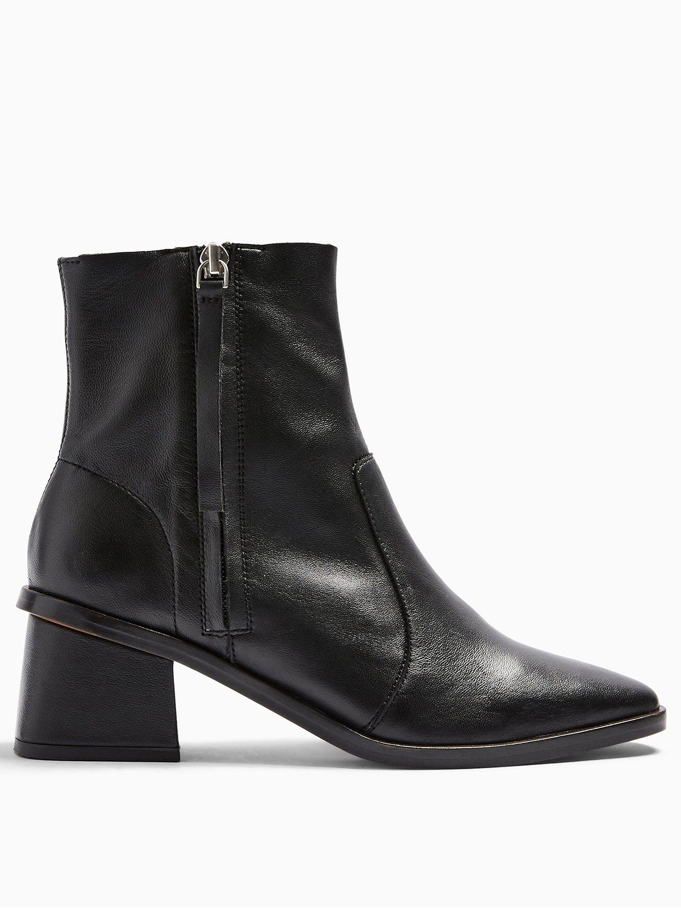 Topshop Margot Side Zip Leather Ankle 