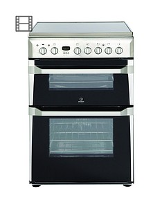Indesit ID60C2XS 60cm Double Oven Electric Cooker with Ceramic Hob - Stainless Steel